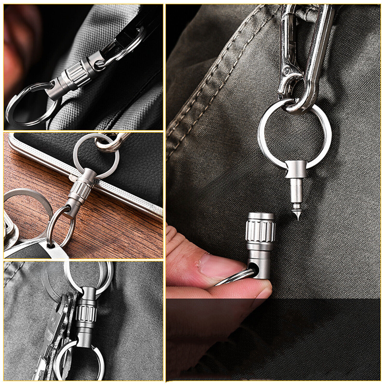Titanium Quick Release Keychain Upgraded Detachable Key Ring Key Holder with 2