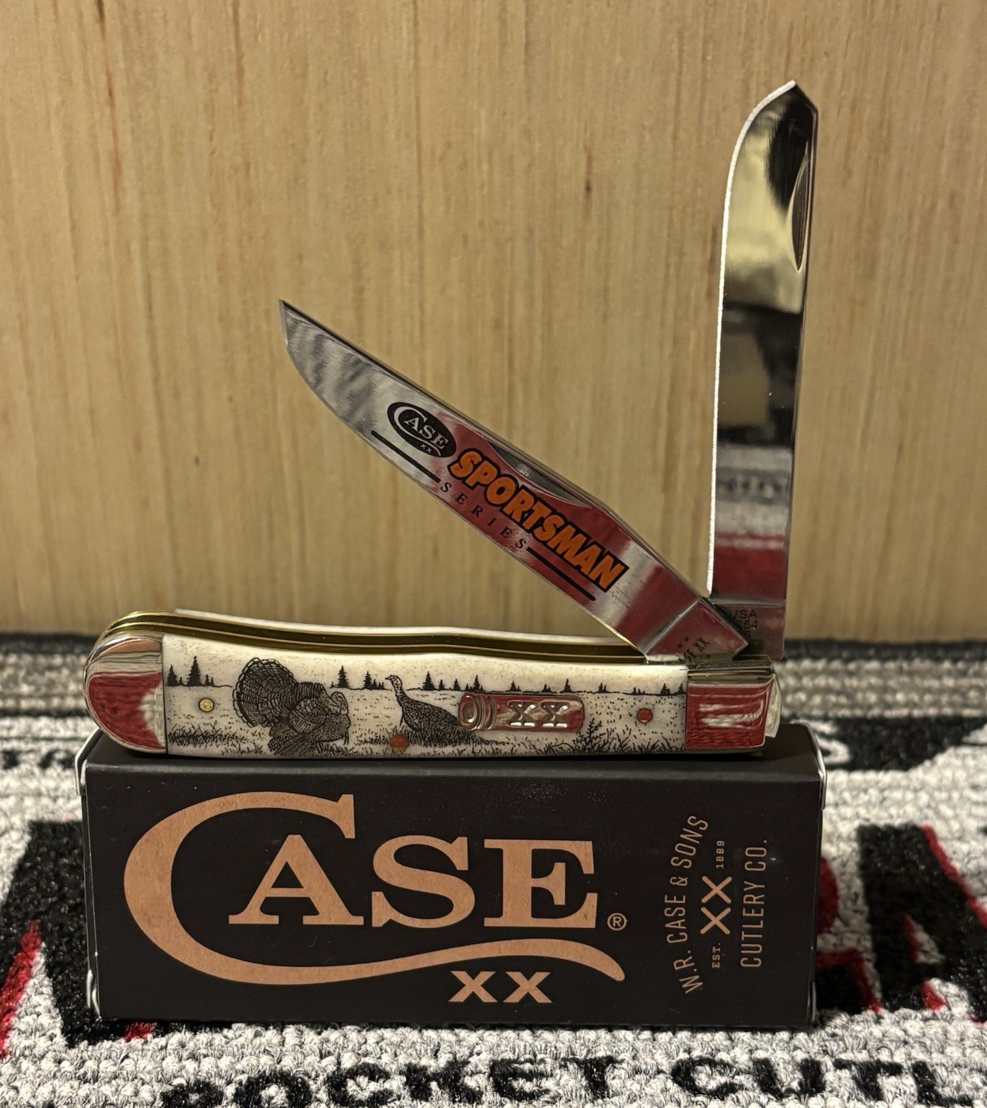 Case XX Trapper Sportsman Series Turkey Pocket Knife 3.27″ Clip/Spey Tru-Sharp