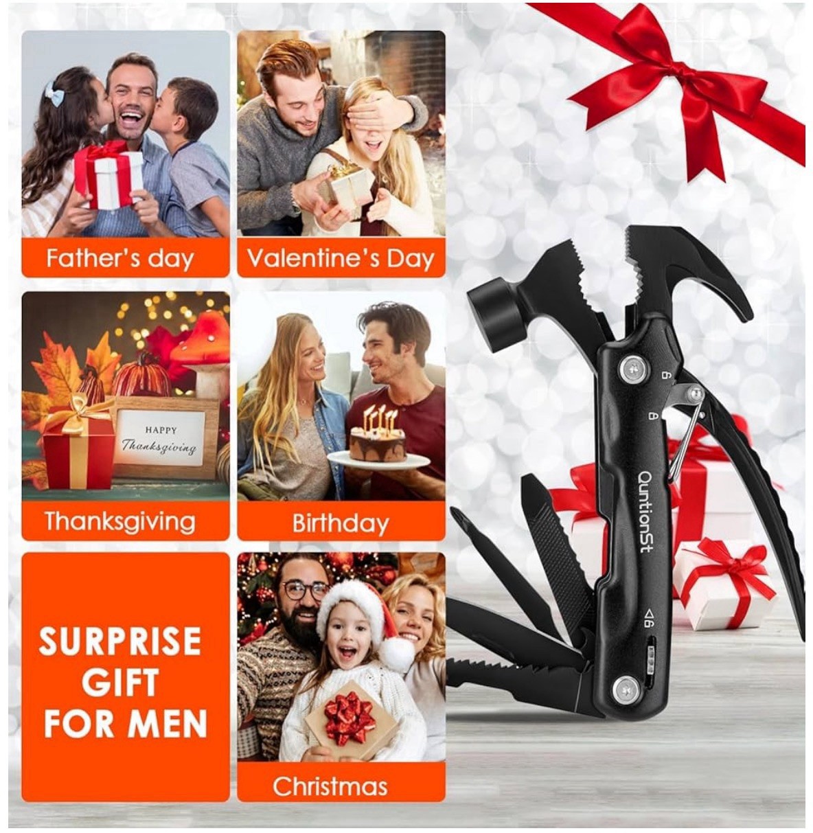 Gifts for Men,12-in-1 Hammer Multitool, Stocking Stuffers for Men,Christmas S…
