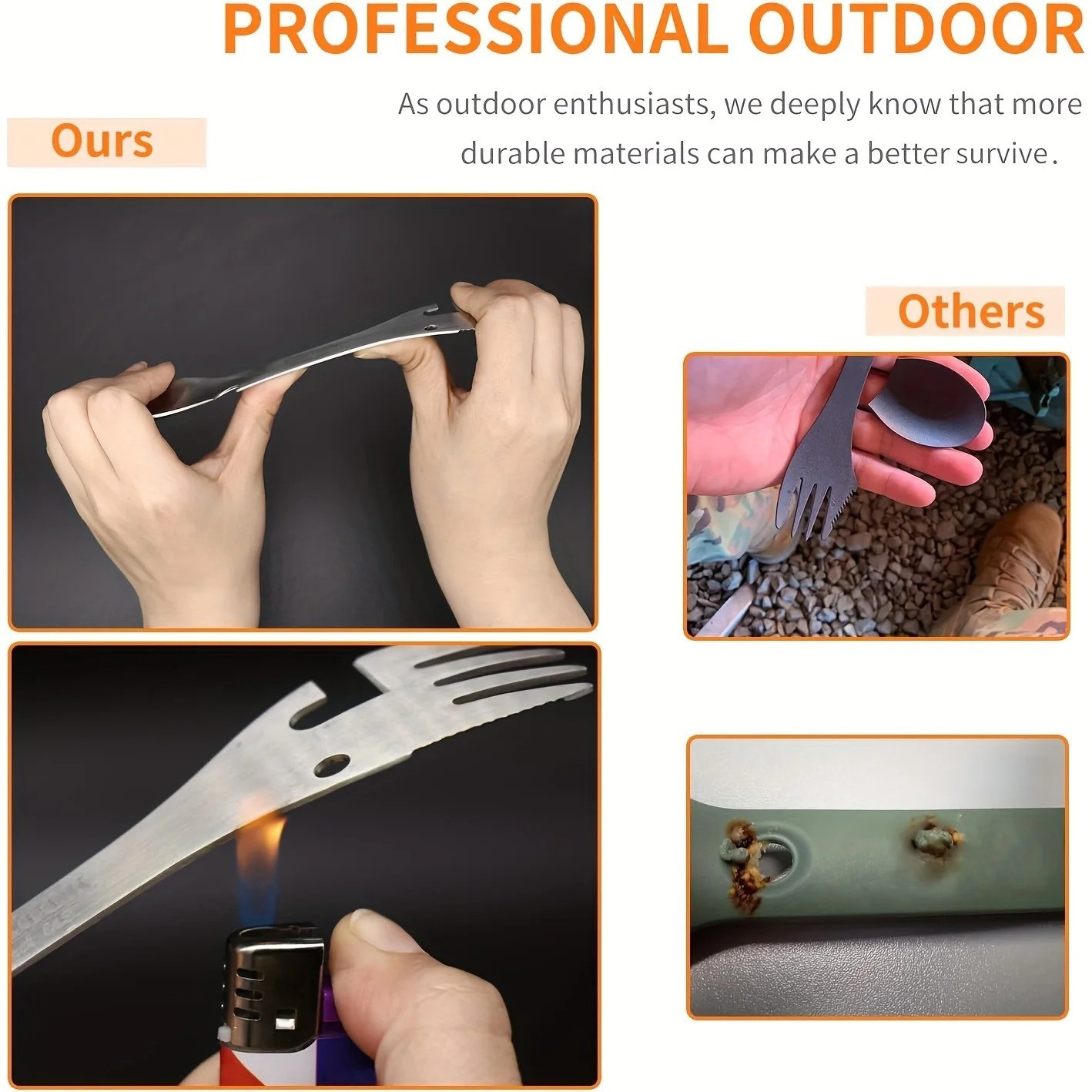 Outdoor Survival Tools 5 in 1 Camping Multi-functional EDC Kit Practical Fork