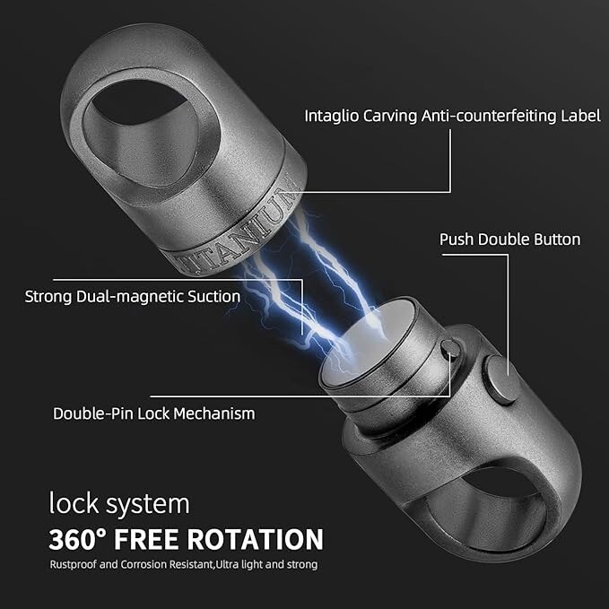 Titanium Magnetic Key Holder Quick Release Keychain Detachable 360° Rotatable