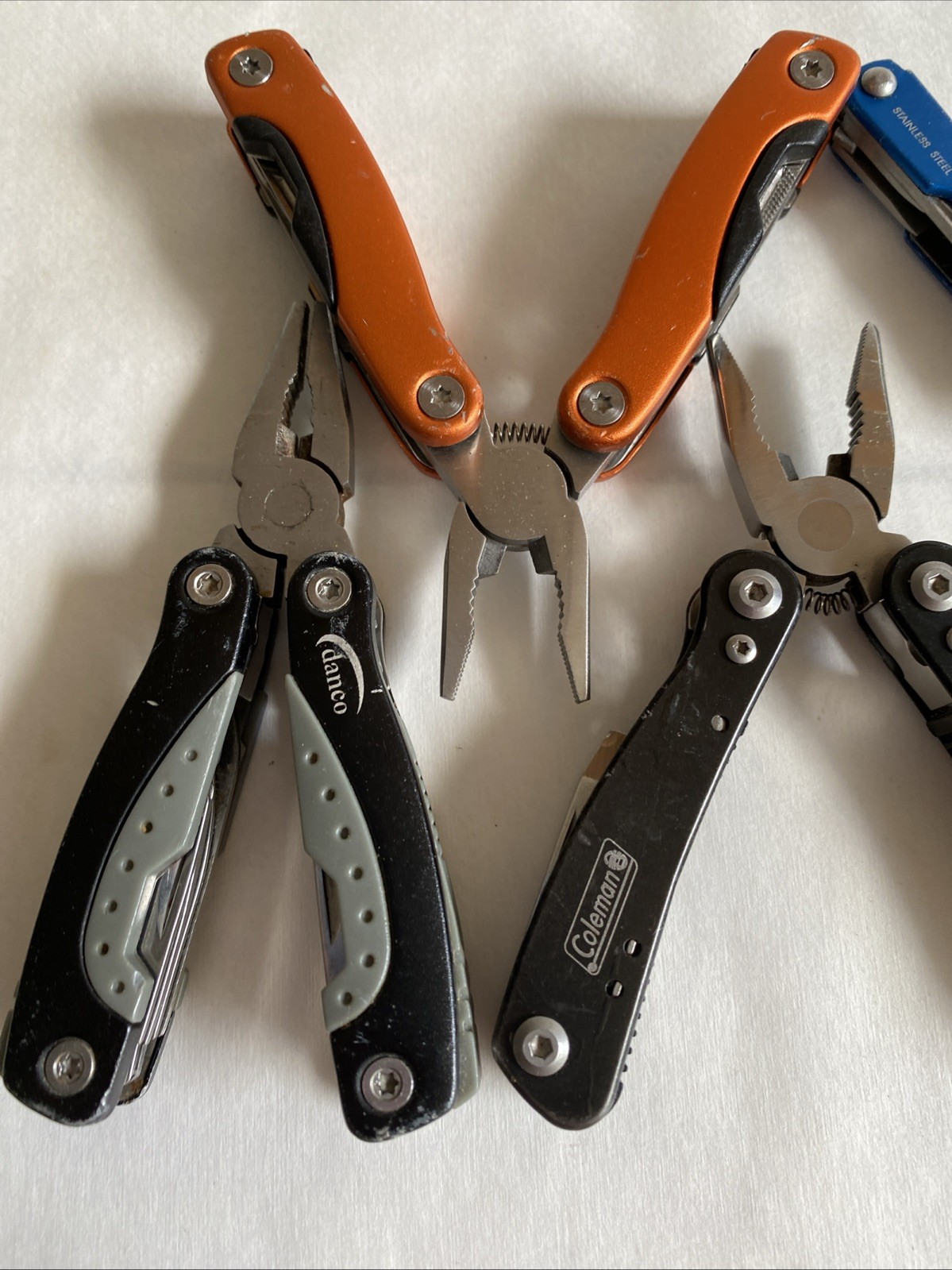 Lot Of 5 Mini Multitools Danco Coleman Sheffield Black Red Blue Camp Fish Hunt