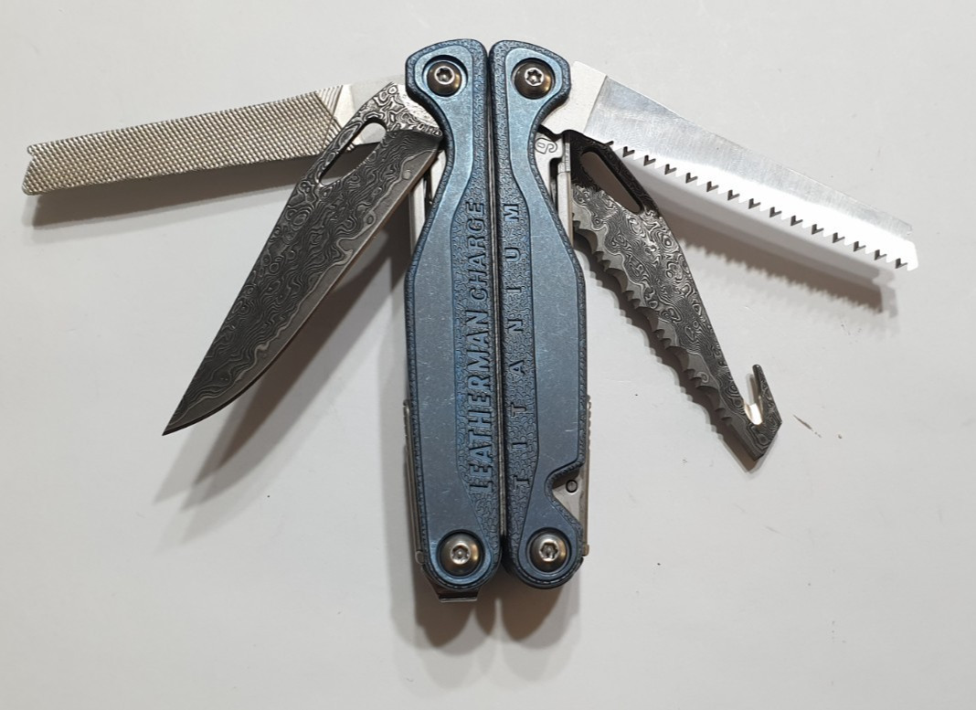 🔥🔥🔥 Leatherman Charge TTI Titanium Damascus Blades NotUsed Very Rare