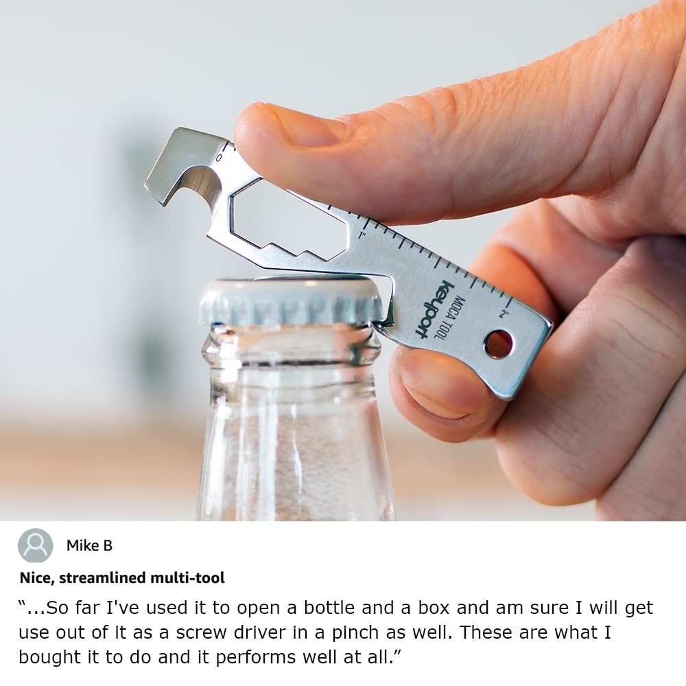 MOCA 10-in-1 Keychain Multitool (Stainless) | EDC Multi Tool: Pry Bar, Bottle…