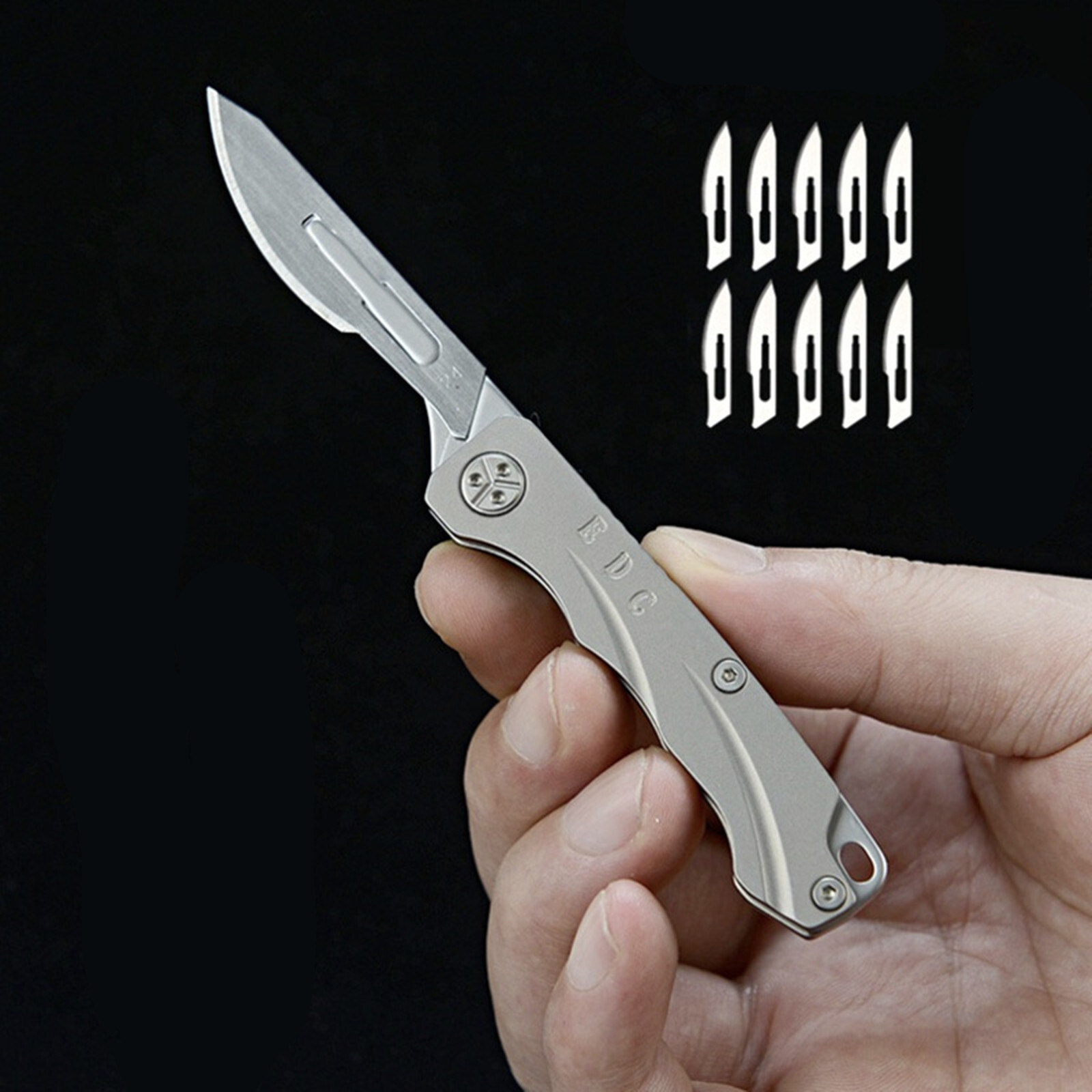 2 Pcs Titanium Utility Folding Knife Scalpel Blade Paper Cutter Pocket Keychain