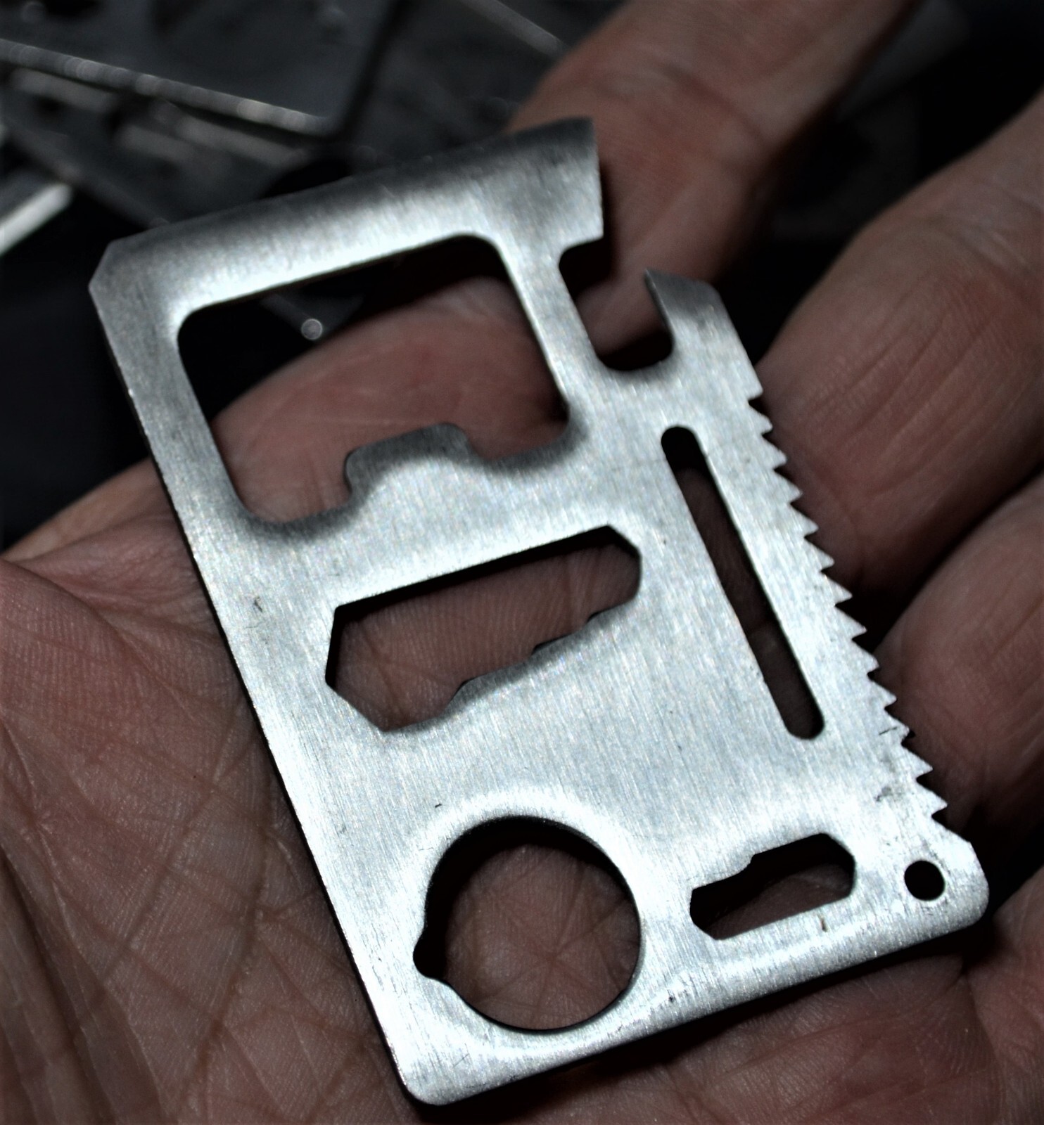 Wallet Multi Survival Tool Stainless Steel Credit Card Size Thin 11 in 1 Marked