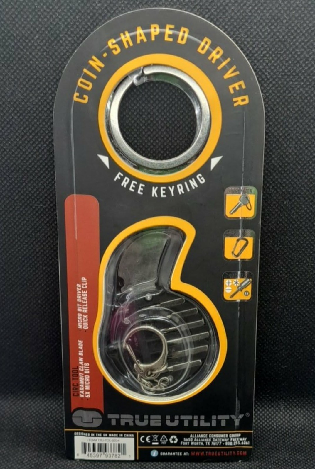 True Utility Circ Tool Micro Bit Keychain Knife – Folding Karambit Claw Blade