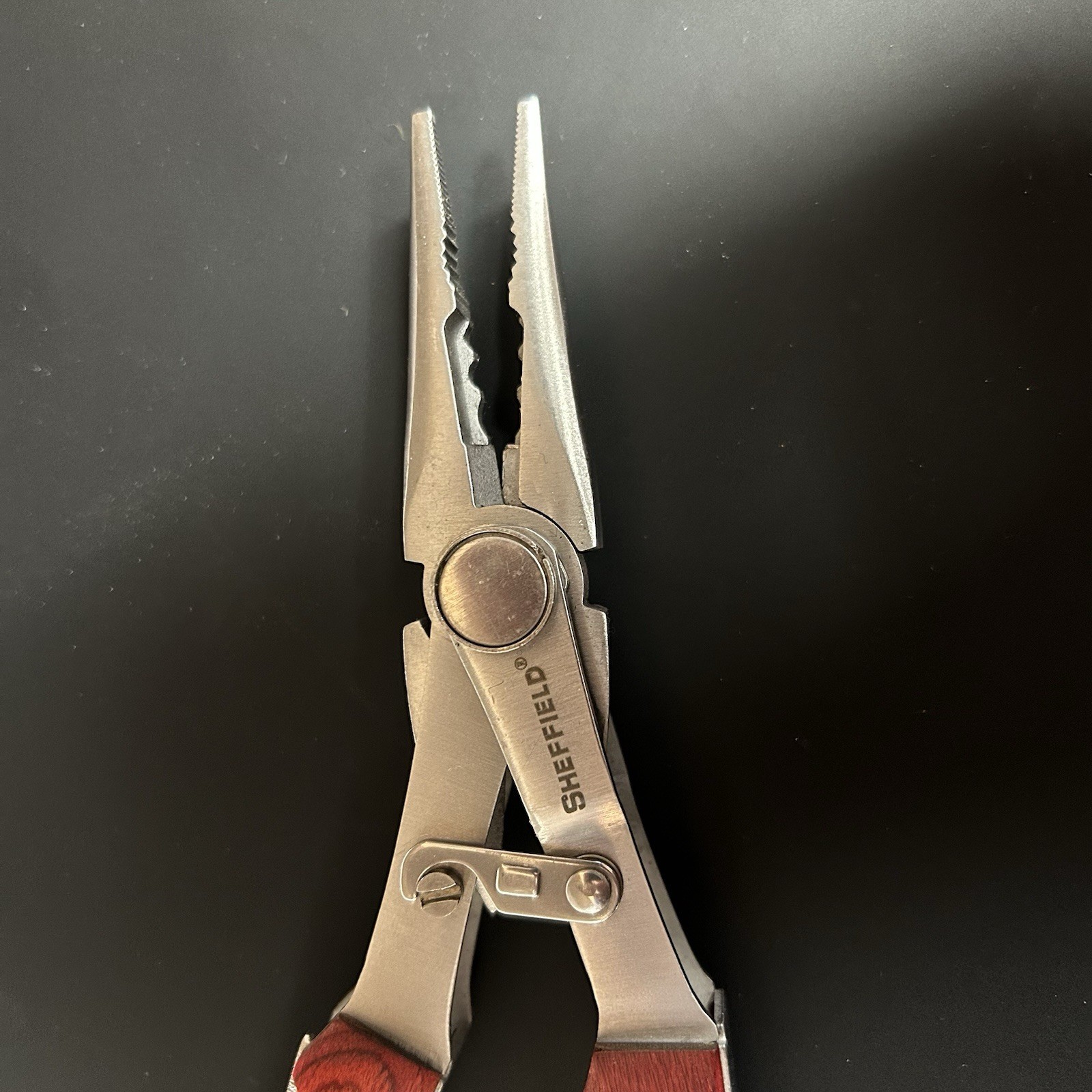 SHEFFIELD #12704 STAINLESS STEEL FOLDING PLIERS & MULTI TOOL KNIFE SAW