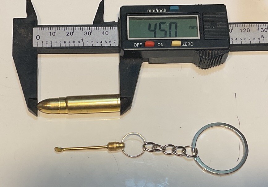 Figural Mini Brass Storage with Screw Out Tiny Spoon Keychain Stealth READ*
