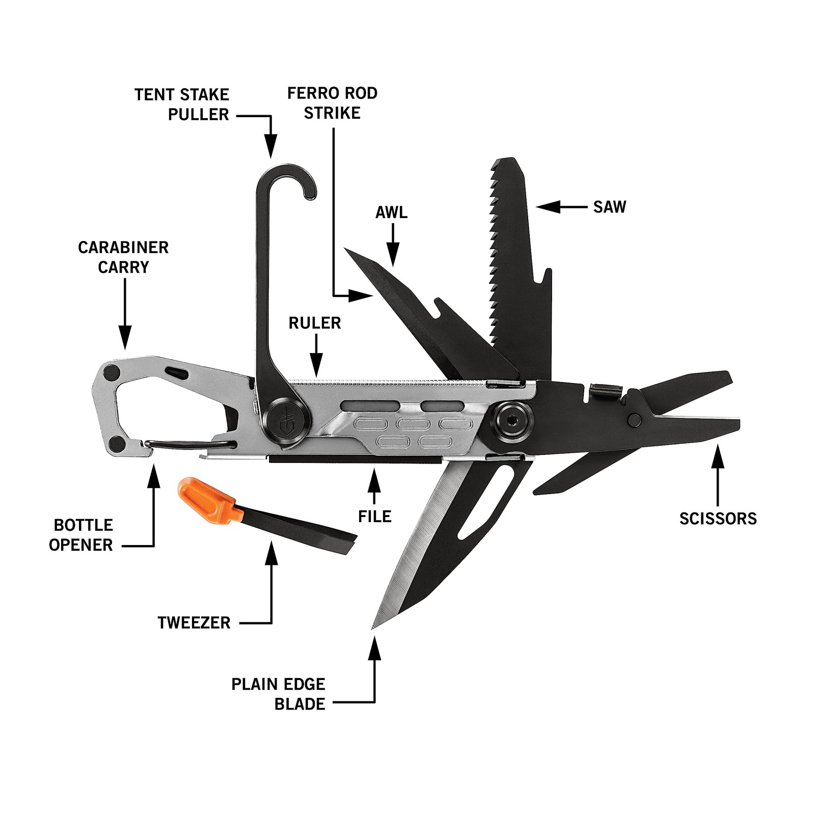 Gerber Gear Stake Out 11-in-1 Multi-tool, 2.2″ Plain Edge Blade, Tent Stake P…