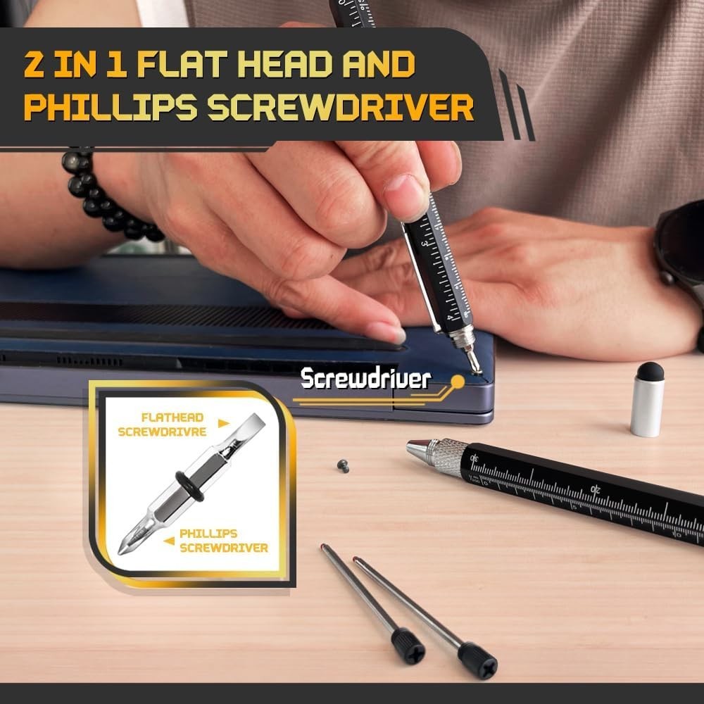 9 in 1 Multifunction Ballpoint Pen with Modern Handheld Tool Measure Technical