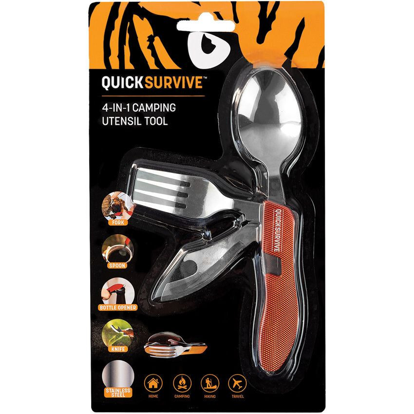 QuickSurvive 4-in-1 Camping Utility Stainless Steel Utensil Tool