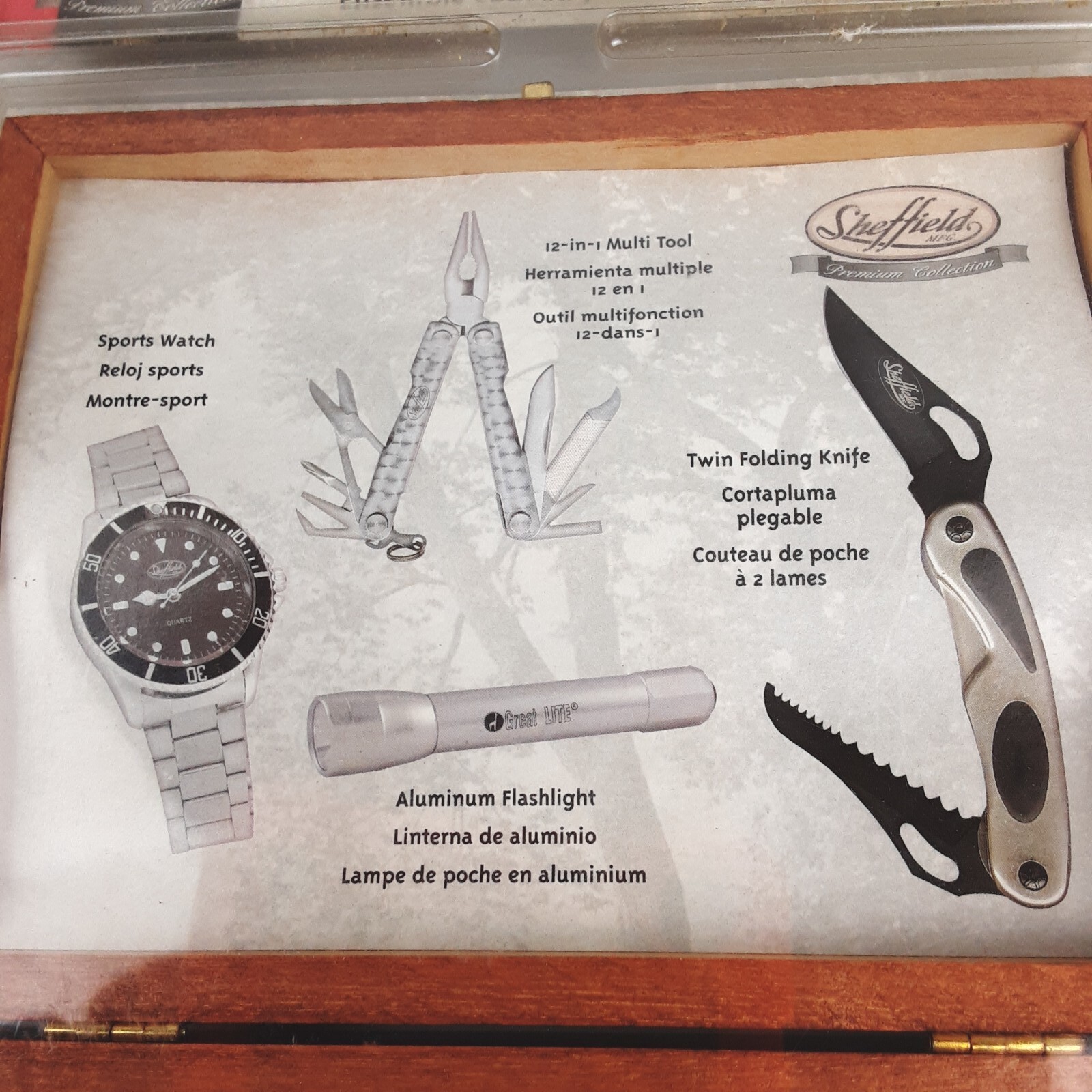 Sheffield 4Piece Gentlemen’s Gift Set Sports Watch,Folding Knife,Flashlight,Tool
