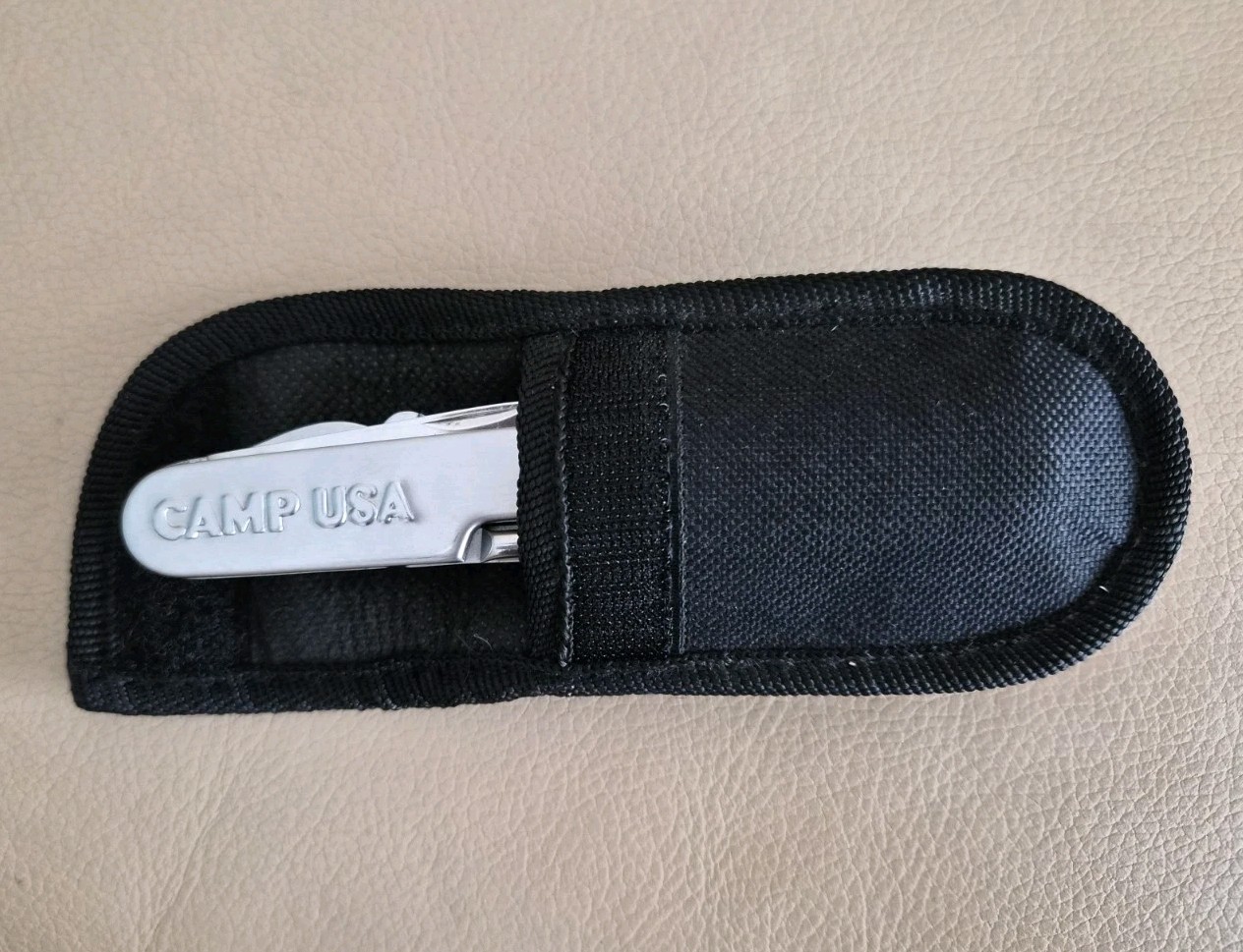 CAMP USA Multi Tool Pocket Knife Camping STAINLESS STEEL with Nylon Case