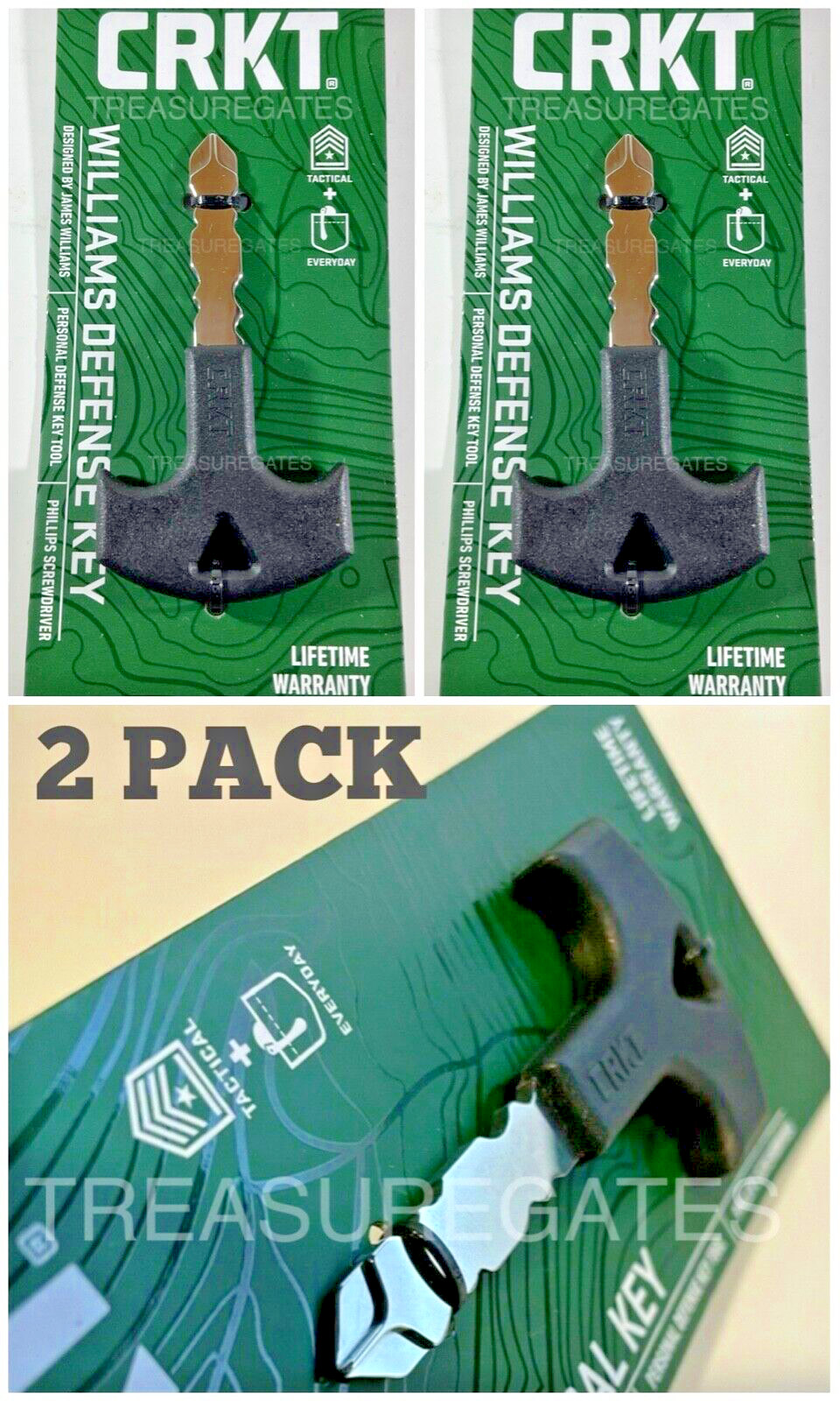 (2 Pack) CRKT Williams Personal Defense Tactical Key Chain Tool Survival EDC-NEW