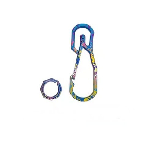 Titanium Alloy Keychain Carabiner w Ring Outdoor EDC Waist Hanging Buckle Tool