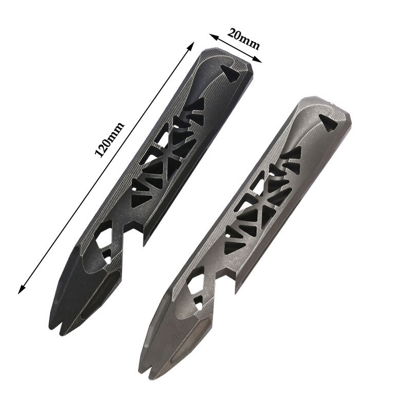 TWOSUN Titanium Alloy Hollow Out Pry Bar Crowbar Opener Pocket EDC Multi Tools