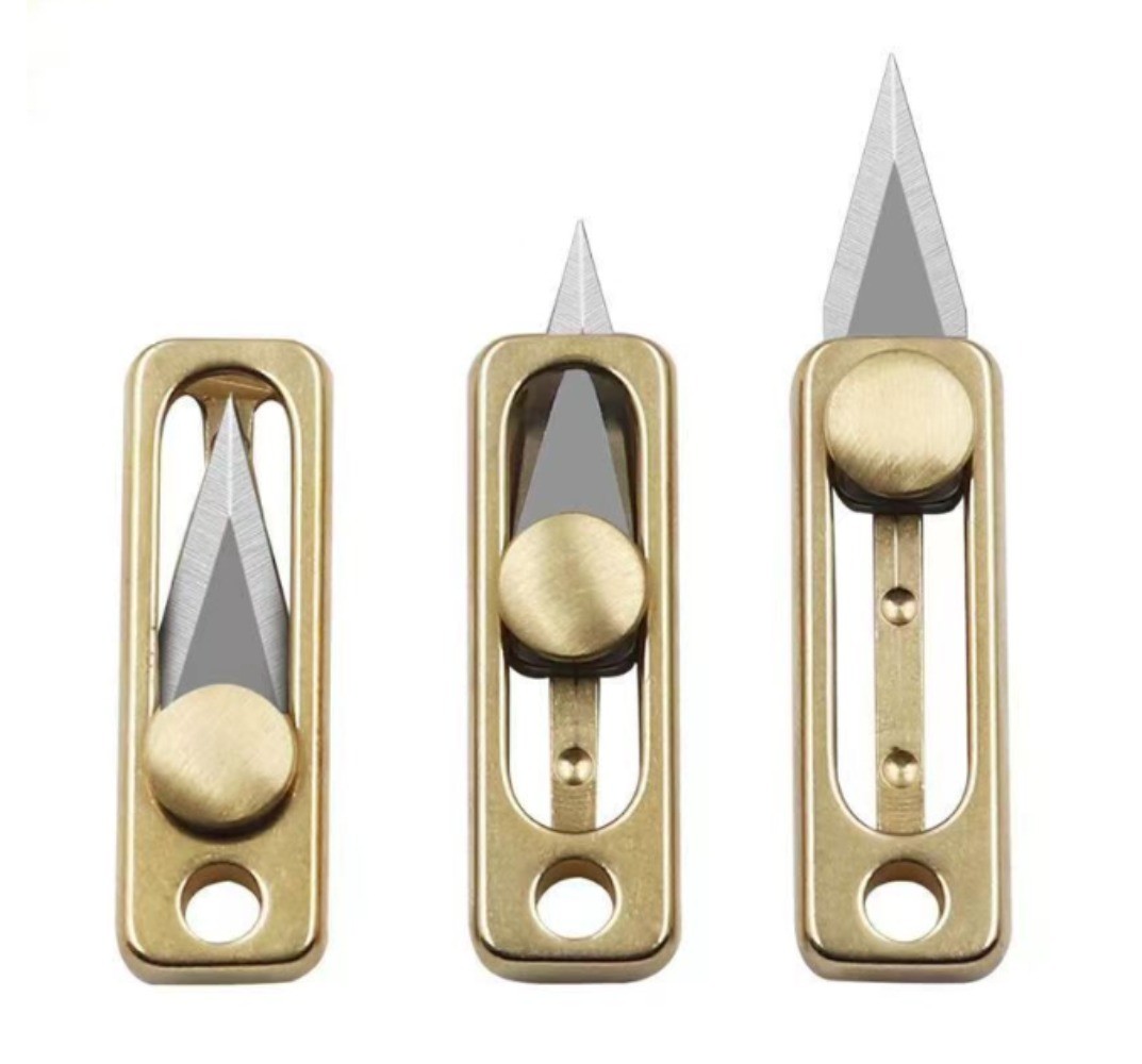 Titanium Alloy Brass Mini Knife Blade Survival Escape Key Chain Pendant EDC TOOL