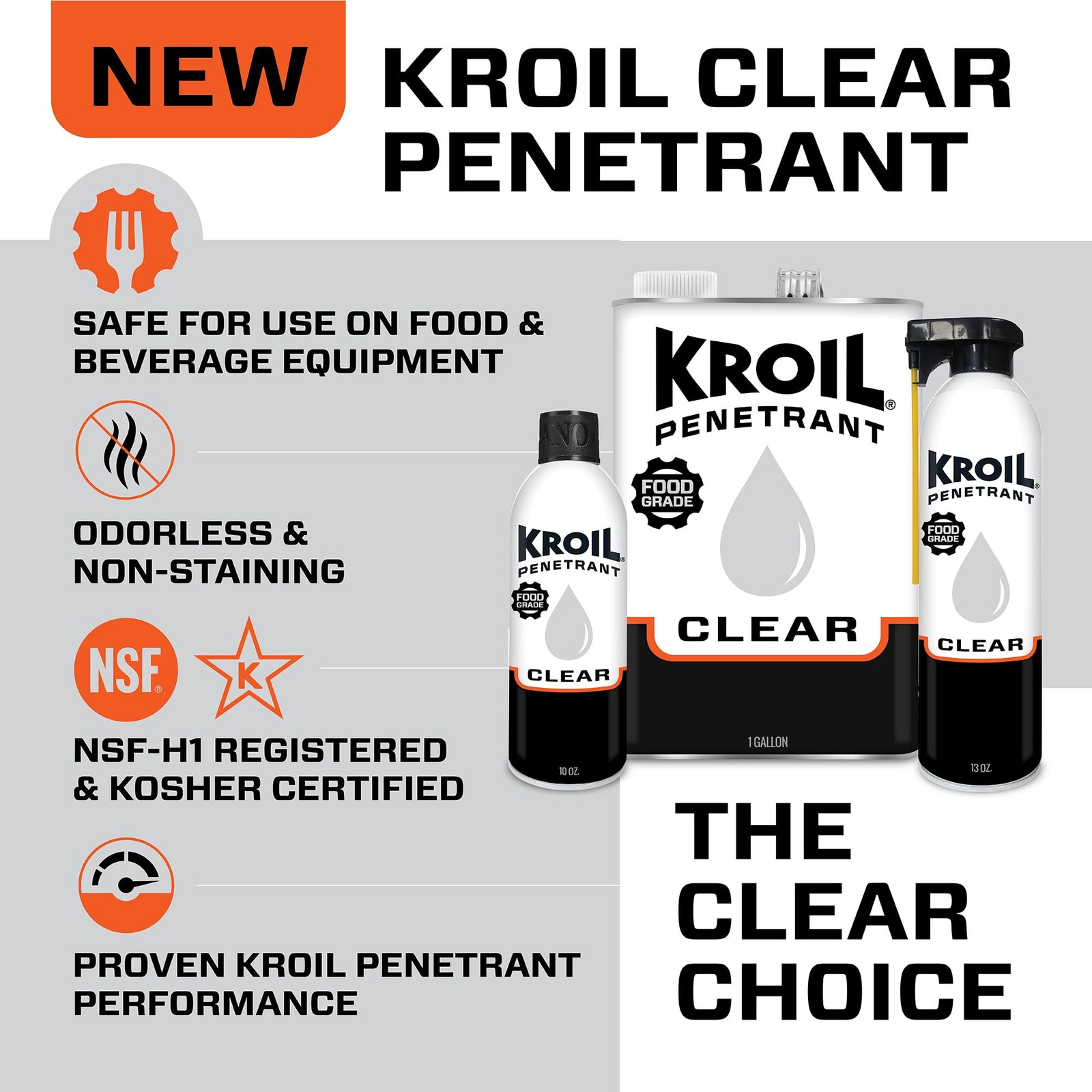 Clear Penetrant – NSF-H1 Registered, Kosher Certified, Odorless Non-Staining …