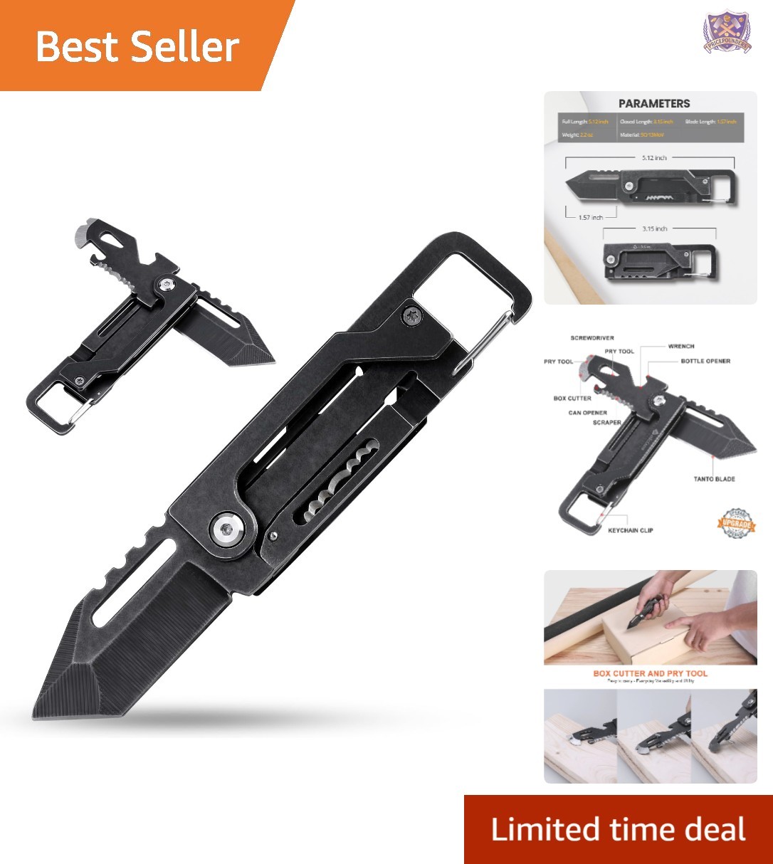 Multitool Keychain Knife Stainless Steel Compact EDC Camping Gear Gift