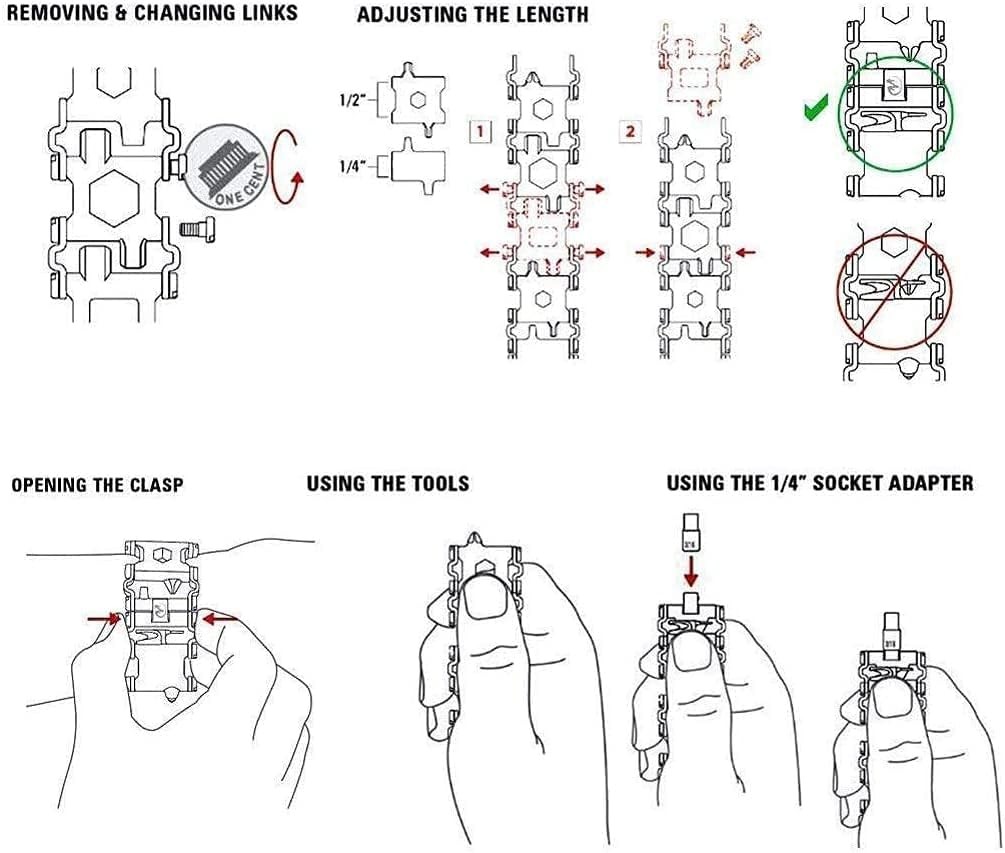 Multitool Bracelet 29 in 1, 22Cm Stainless Steel, Outdoor Travel Men Watch Strap