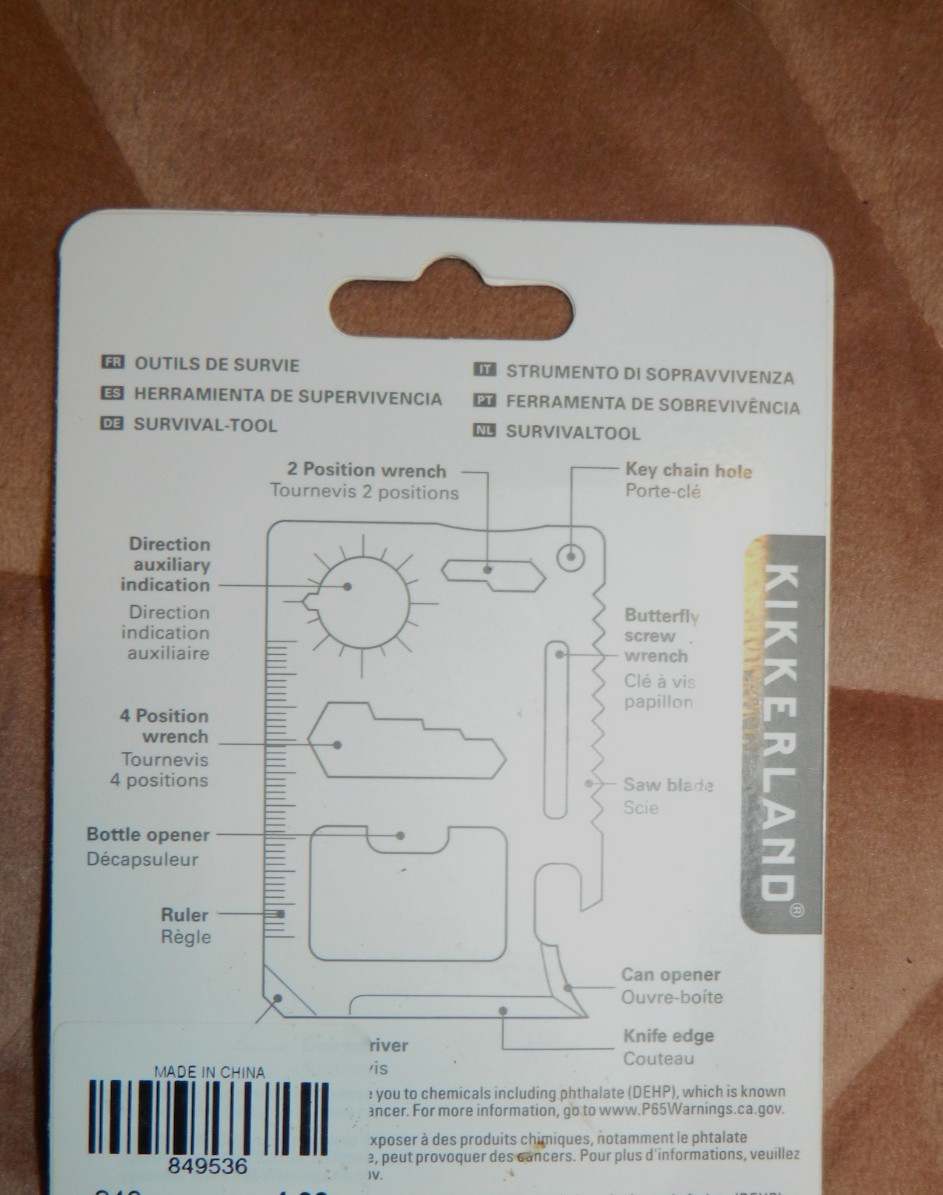New KIKKERLAND SURVIVAL TOOL 11 Functions Stainless Steel with Pouch