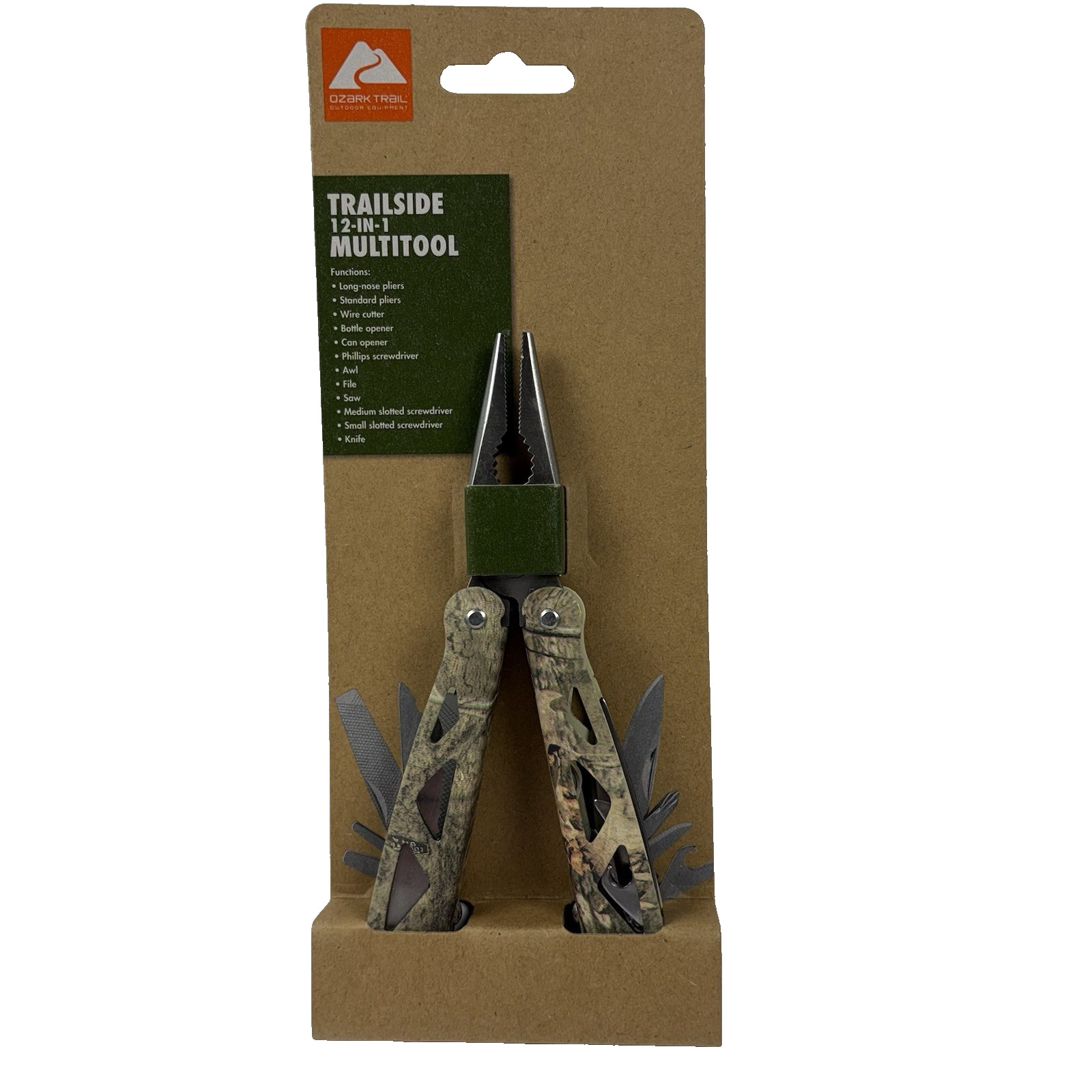 Ozark Trail 12-in-1 MultiTool Camo New Camping Knife Multi Tool 6119