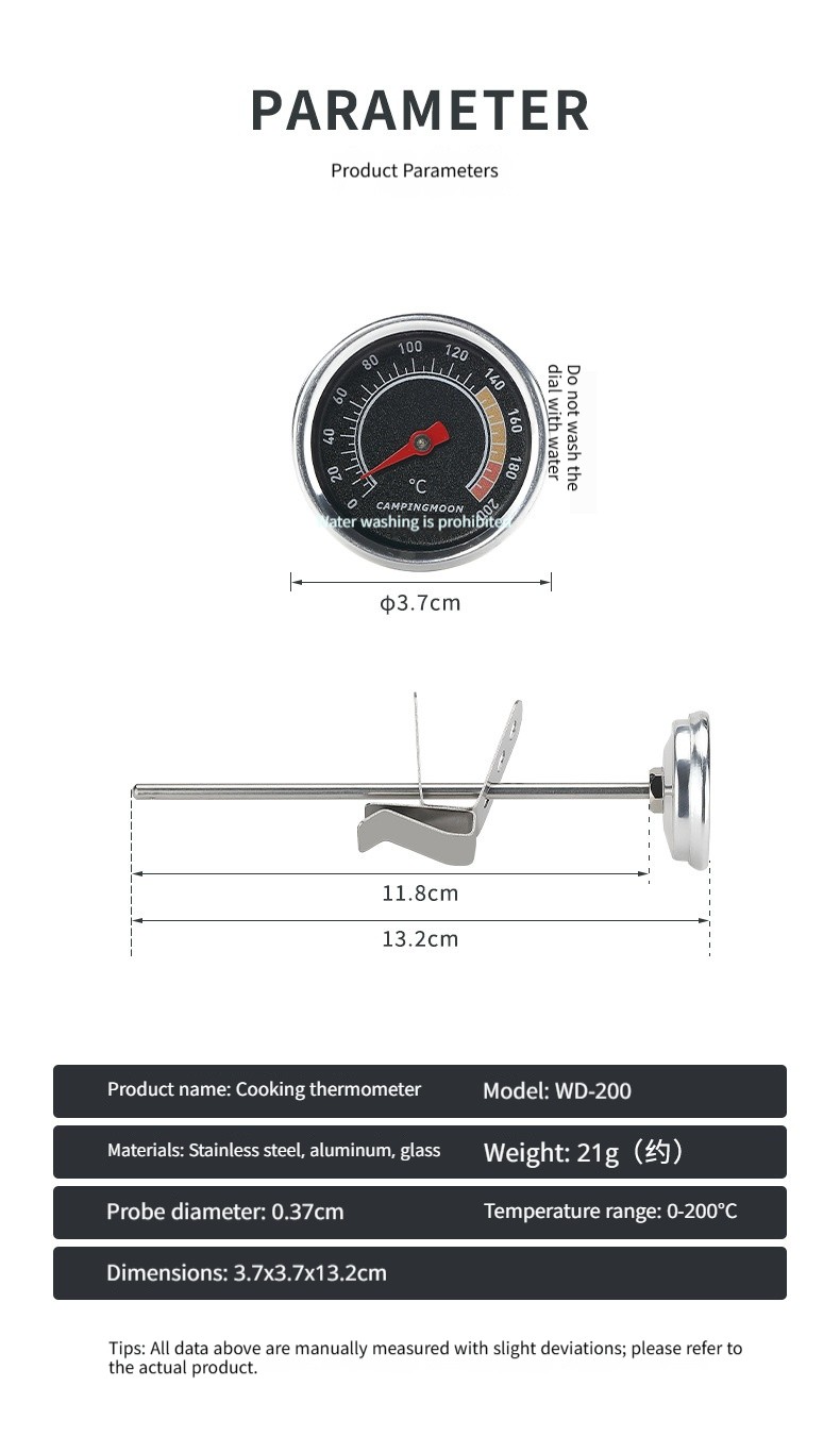 304 stainless steel mechanical baking water temperature food thermometer