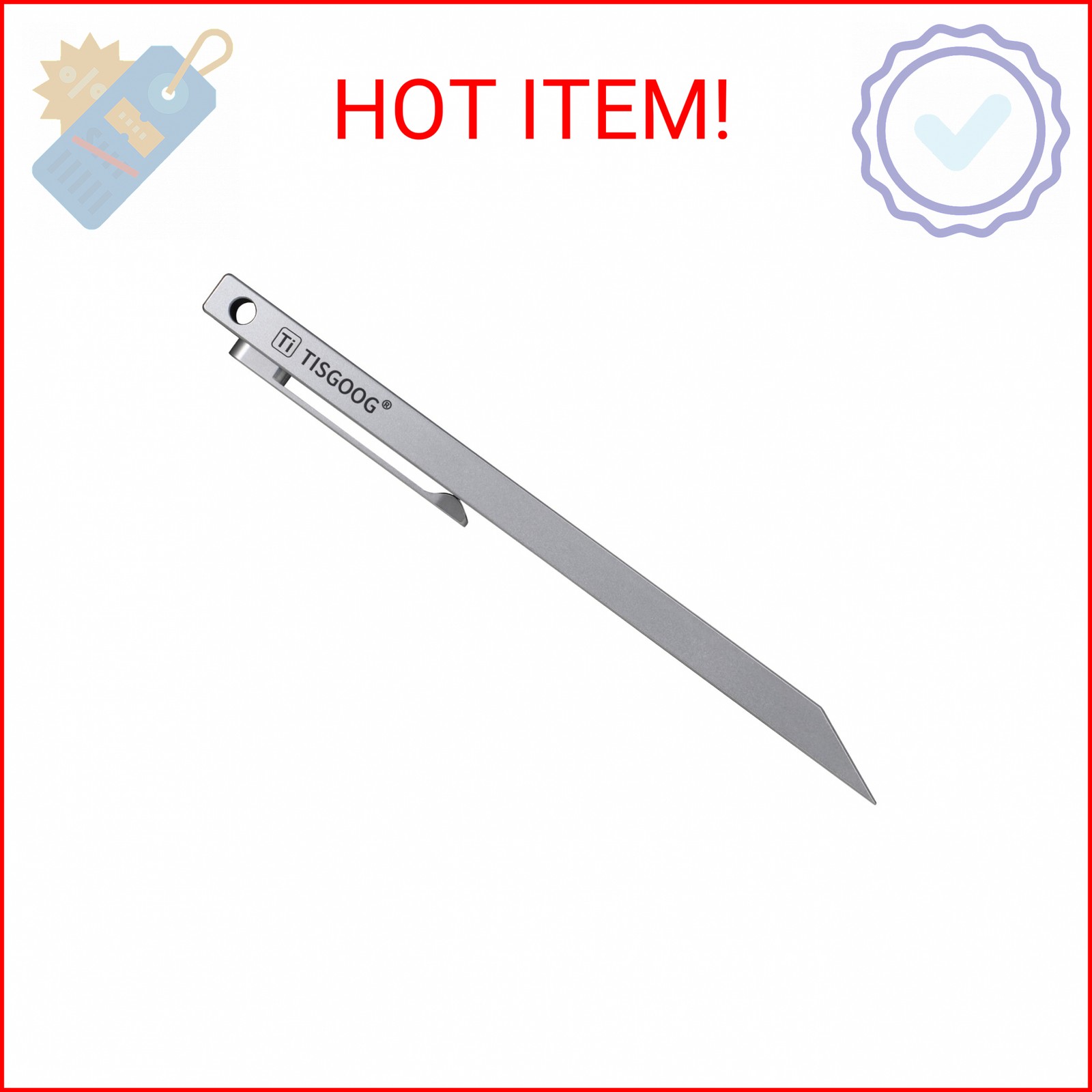 Titanium Pry Bar, 5 Inch Long Pry Bar, EDC Pocket Tool with Clip, Lightweight