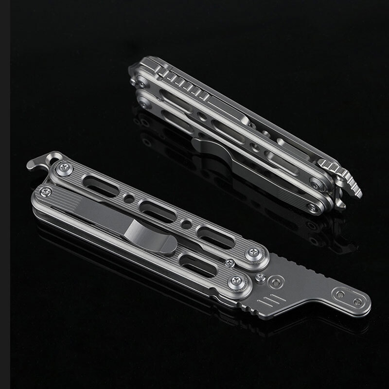 Outdoor Titanium Pocket Folded Comb Replaceable Blade Portable Practice EDC Tool