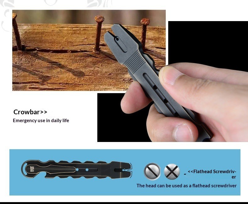 6AL4V Titanium Alloy Pocket Pry Bar EDC Tool for Outdoor