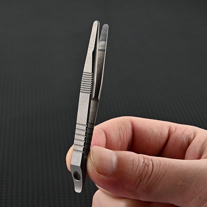 Mini Lightweight Titanium Alloy Keychain Tweezers Portable Outdoor EDC Tool