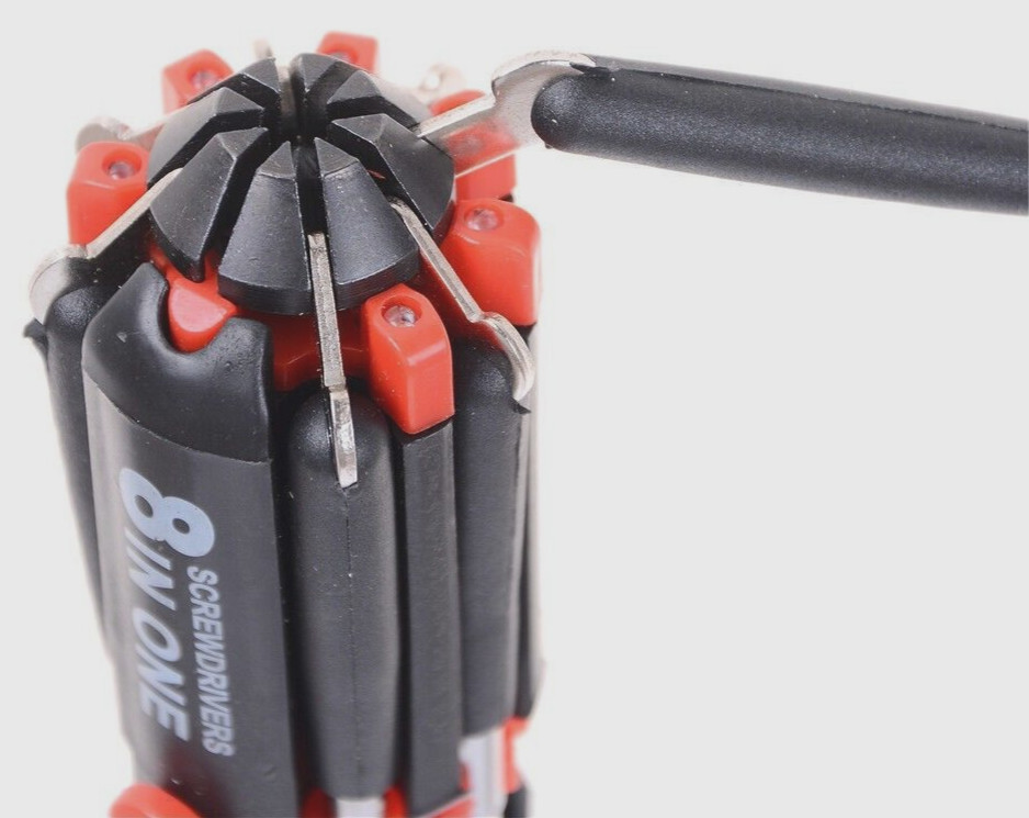 8 in 1 Multi-Purpose Portable Screwdriver with LED Flashlight Torch Tool