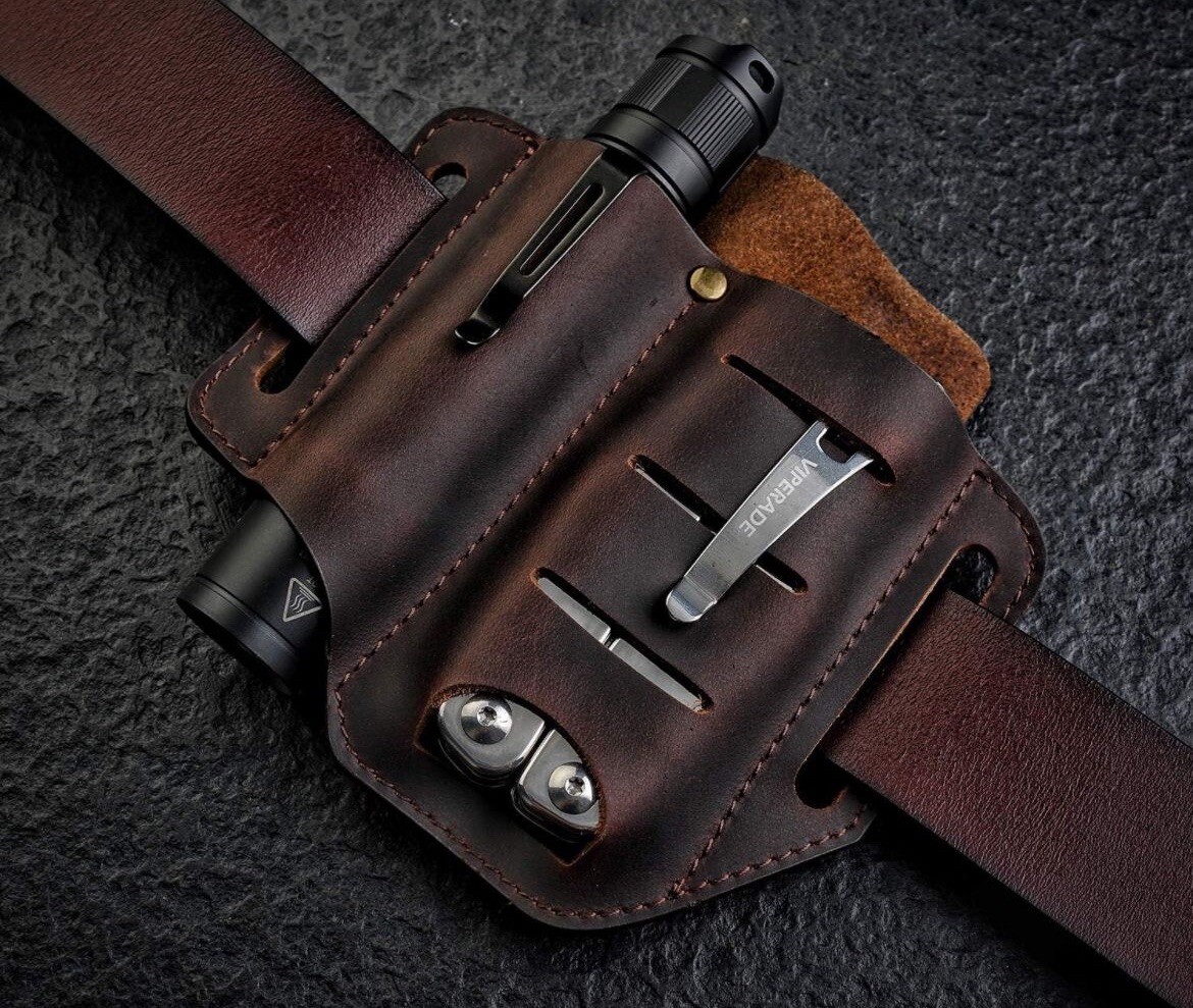 Belt Organizer Multitool Leather Sheath Leather Man Knife Pen Flashlight Torch