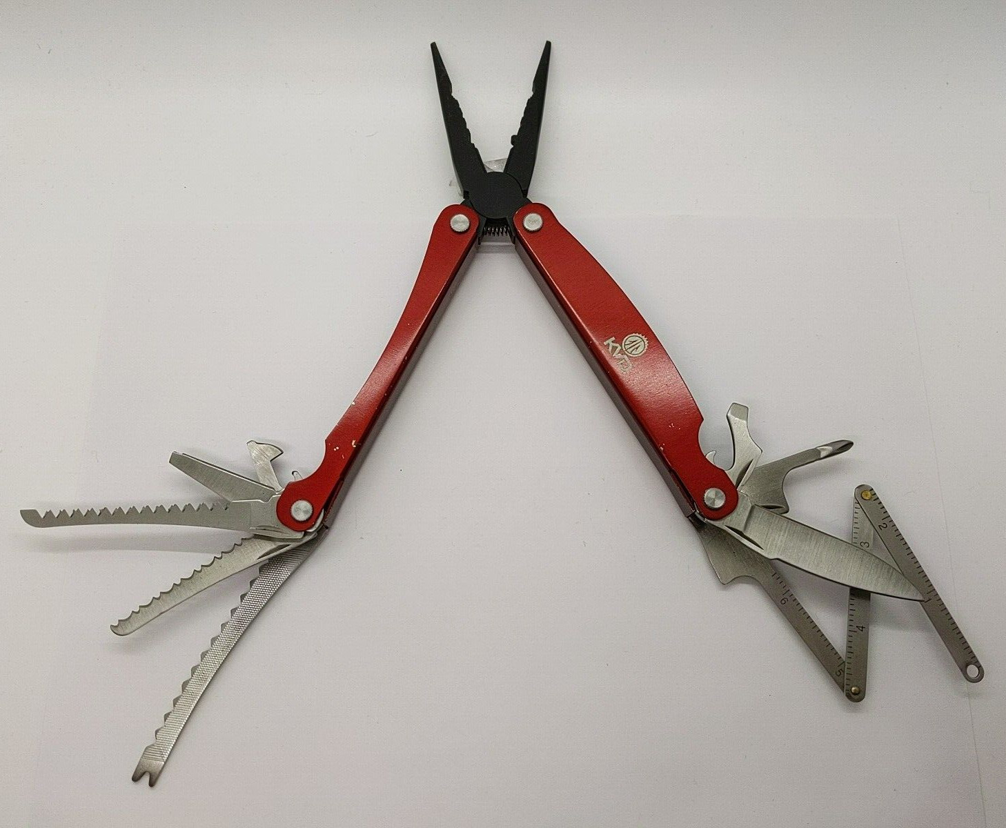 KVD Plain + Serrated Knives Screwdriver NeedleNose Pliers Red Multi-Tool+Sheathe