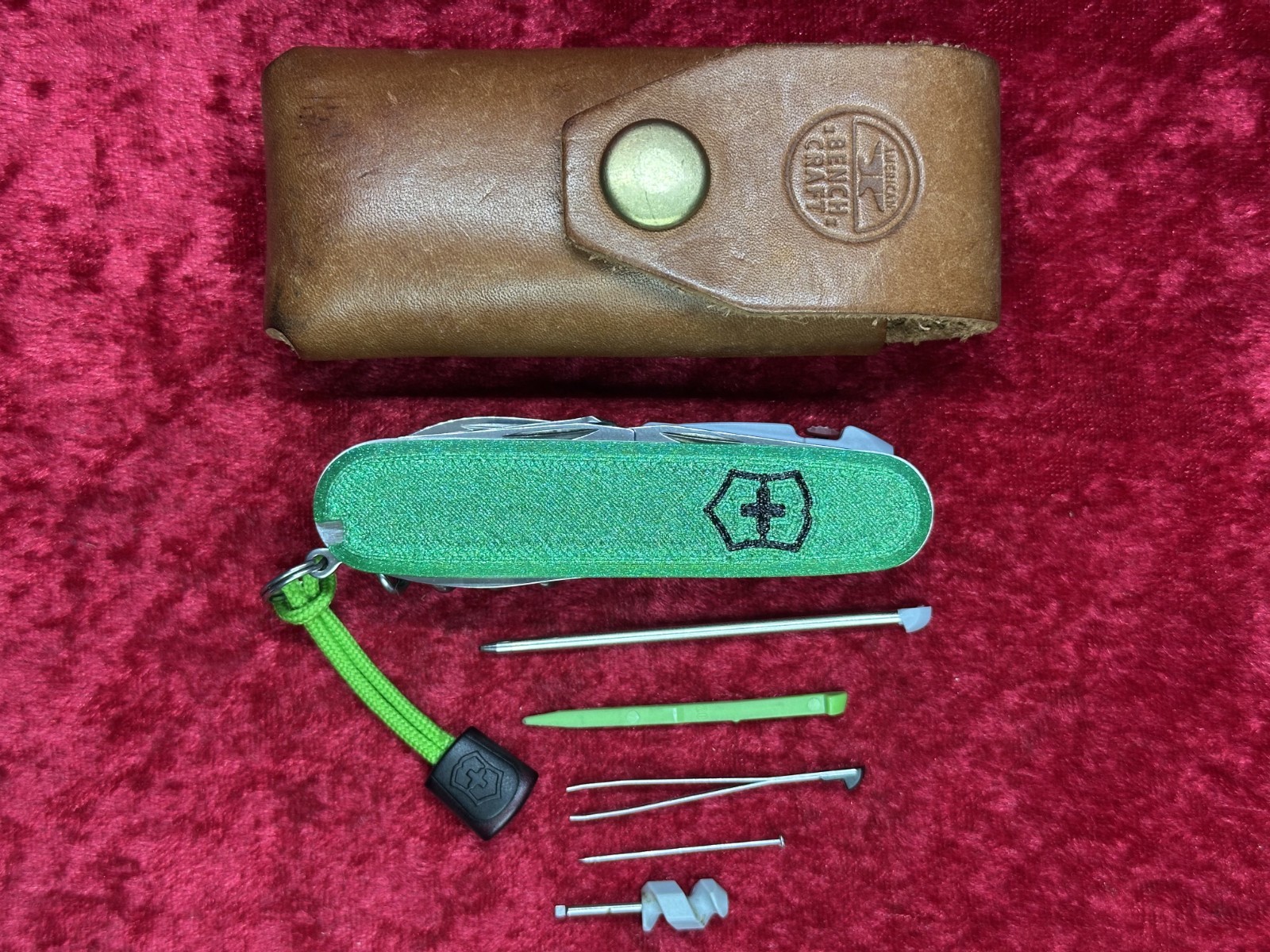Victorinox Spartan Lite Green 3D Printed Scales Swiss Army Knife w/Sheath (664)