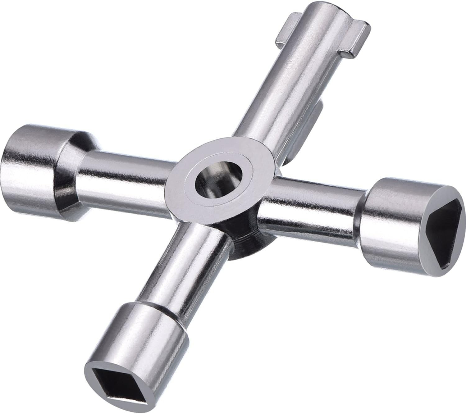 Durable 4-Way Utility Key – Compact Zinc Alloy Tool for Water & Gas Systems