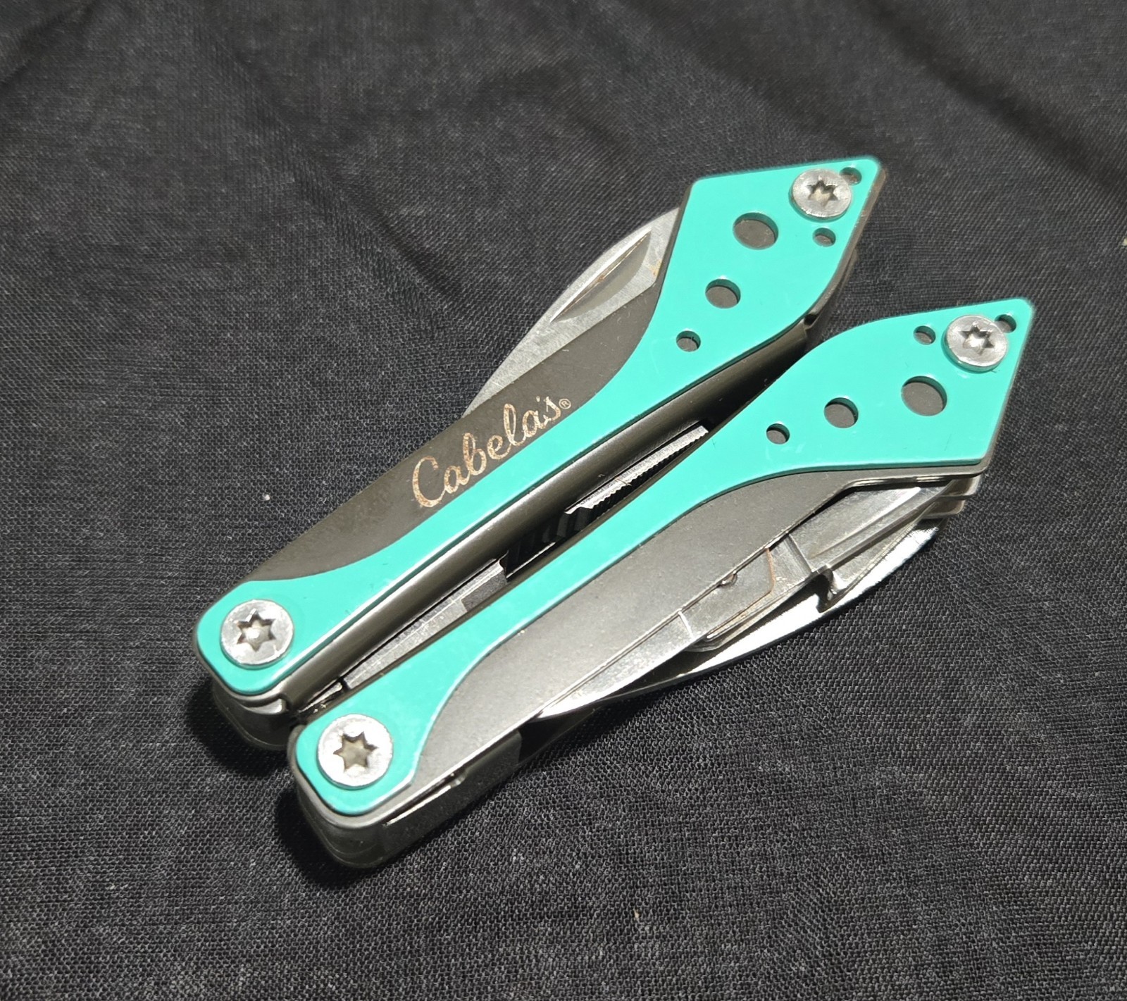 Cabela’s Multi-Tool Teal Green Stainless Steel Camping Hiking Tool