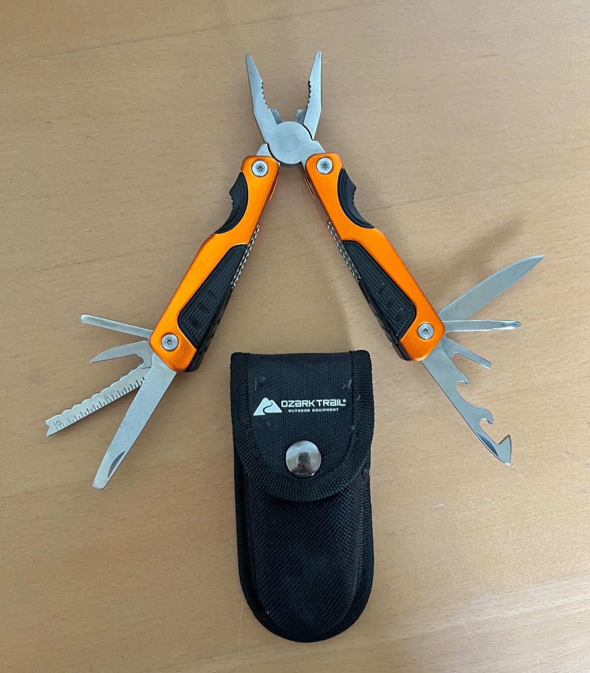 Ozark Trail Outdoors Gear Orange Handle Multi Tool Pliers with Sheath