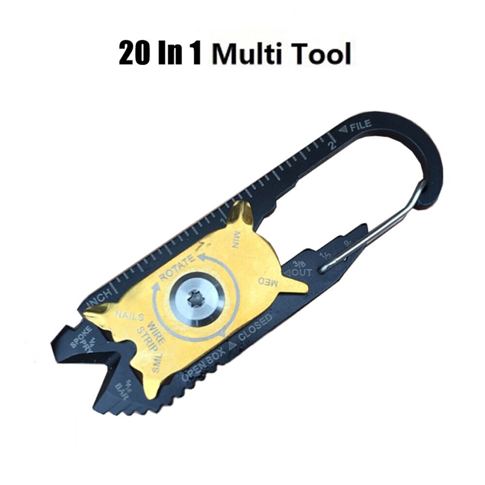 SHTF Survival 20 In 1 Multi-Tool Keychain, Carabiner Attachment Free Shipping.