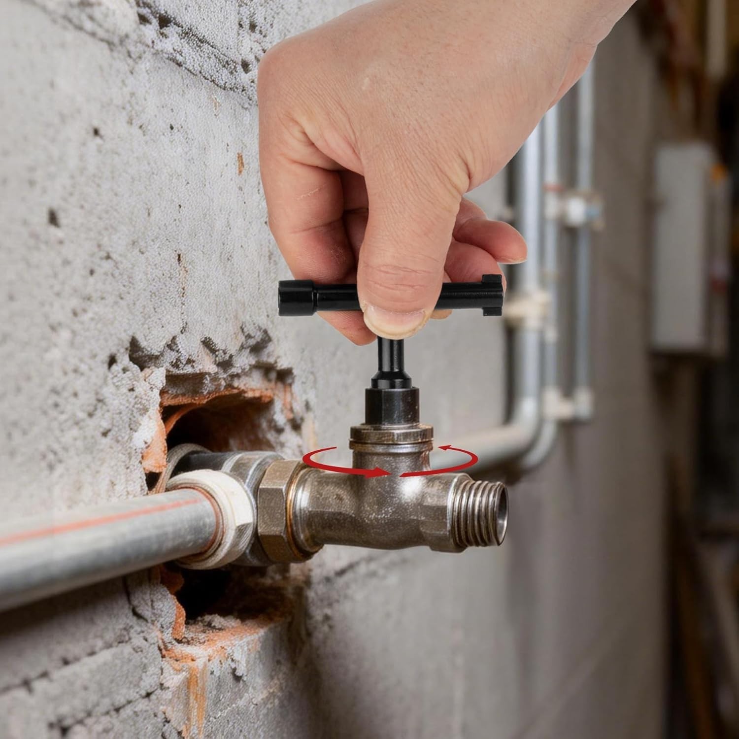 4 Way Zinc Alloy Water Key for Plumbers and Electricians – Compact & Stylish