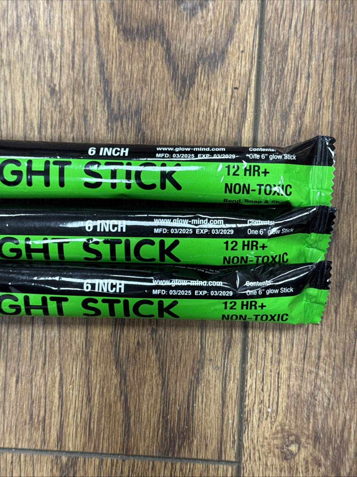 3 GLOW MIND GREEN Safety SOS Light Sticks 6in 12HR+ Non Toxic FREE SHIPPING