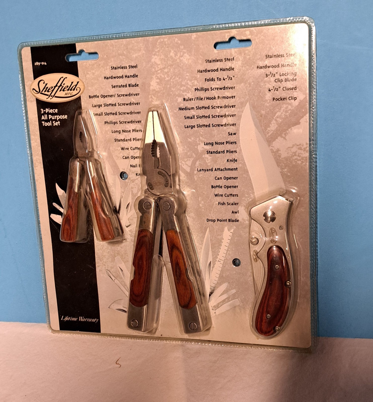 SHEFFIELD 3 PIECE ALL PURPOSE TOOL SET / 18-in & 12-in PLIERS, KNIFE Brand New