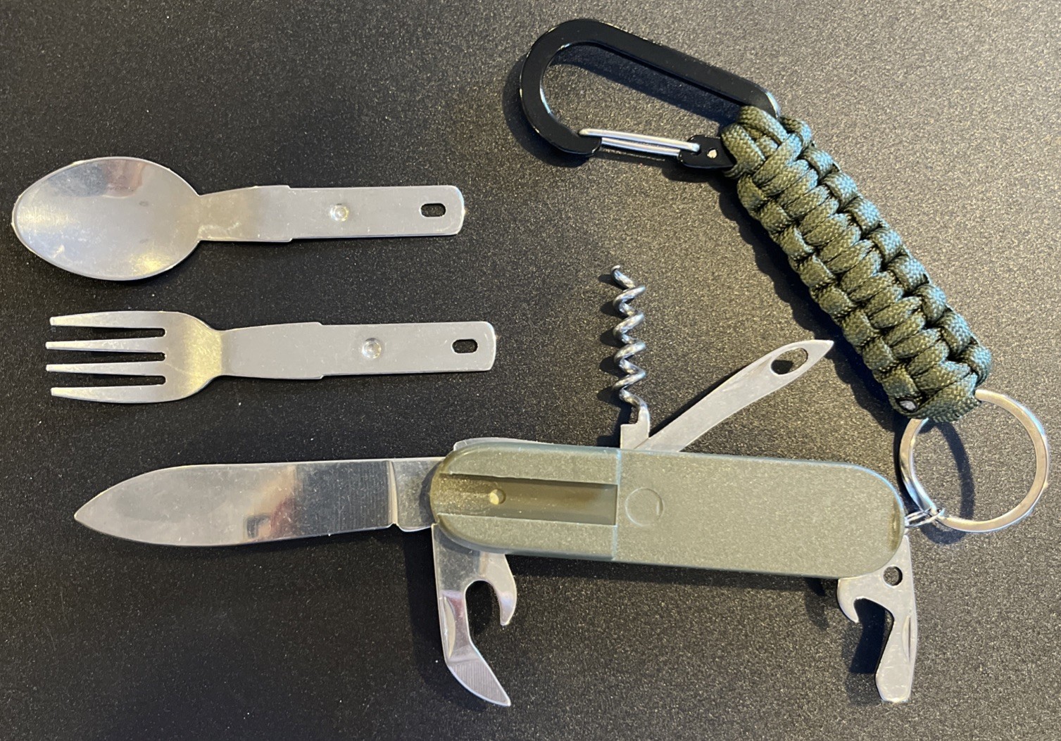 Camping Knife Multitool With Fork & Spoon And Matching Lanyard