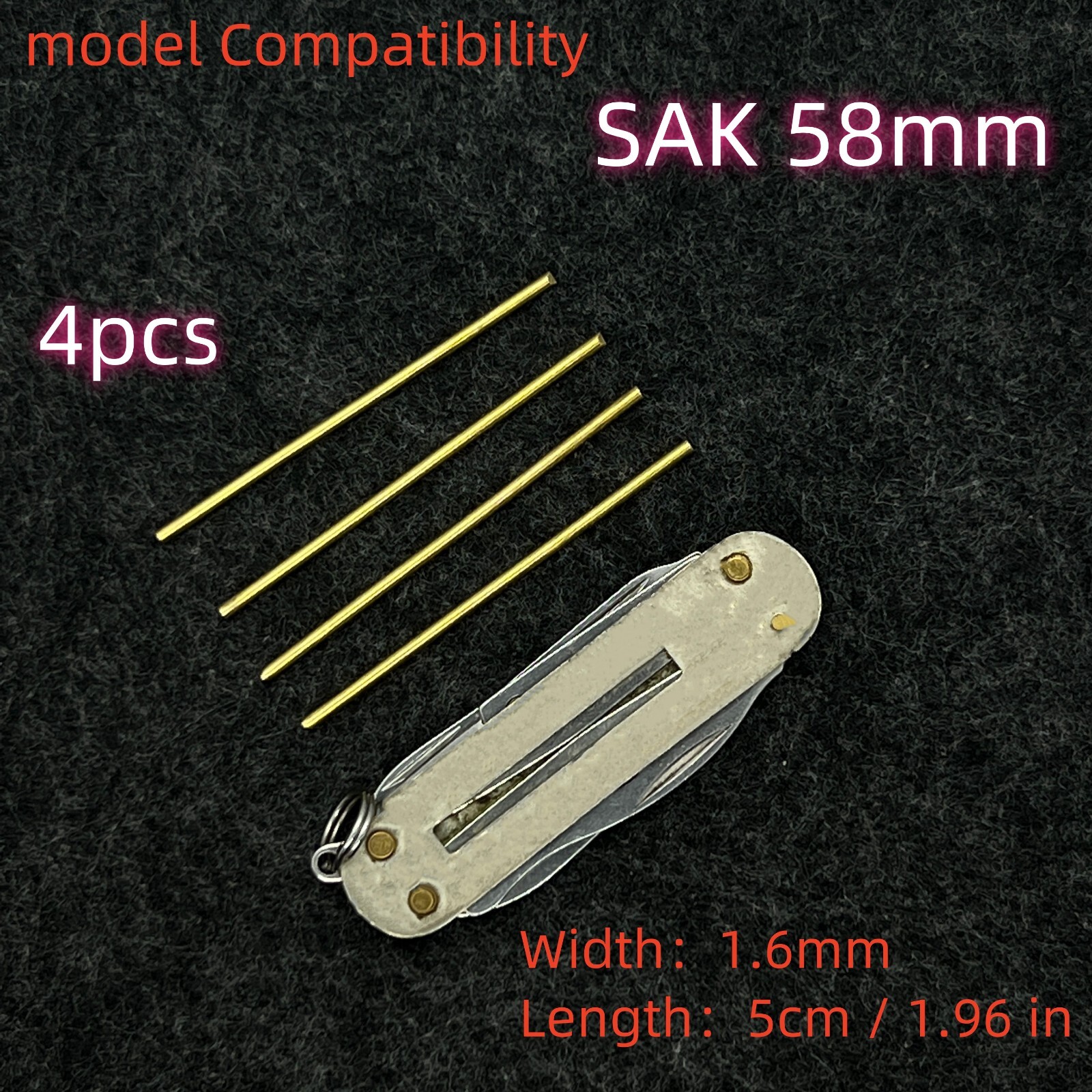4pcs 1.6mm H62 Copper Rod Rivet For 58mm Victorinox Swiss Army Knife SAK DIY