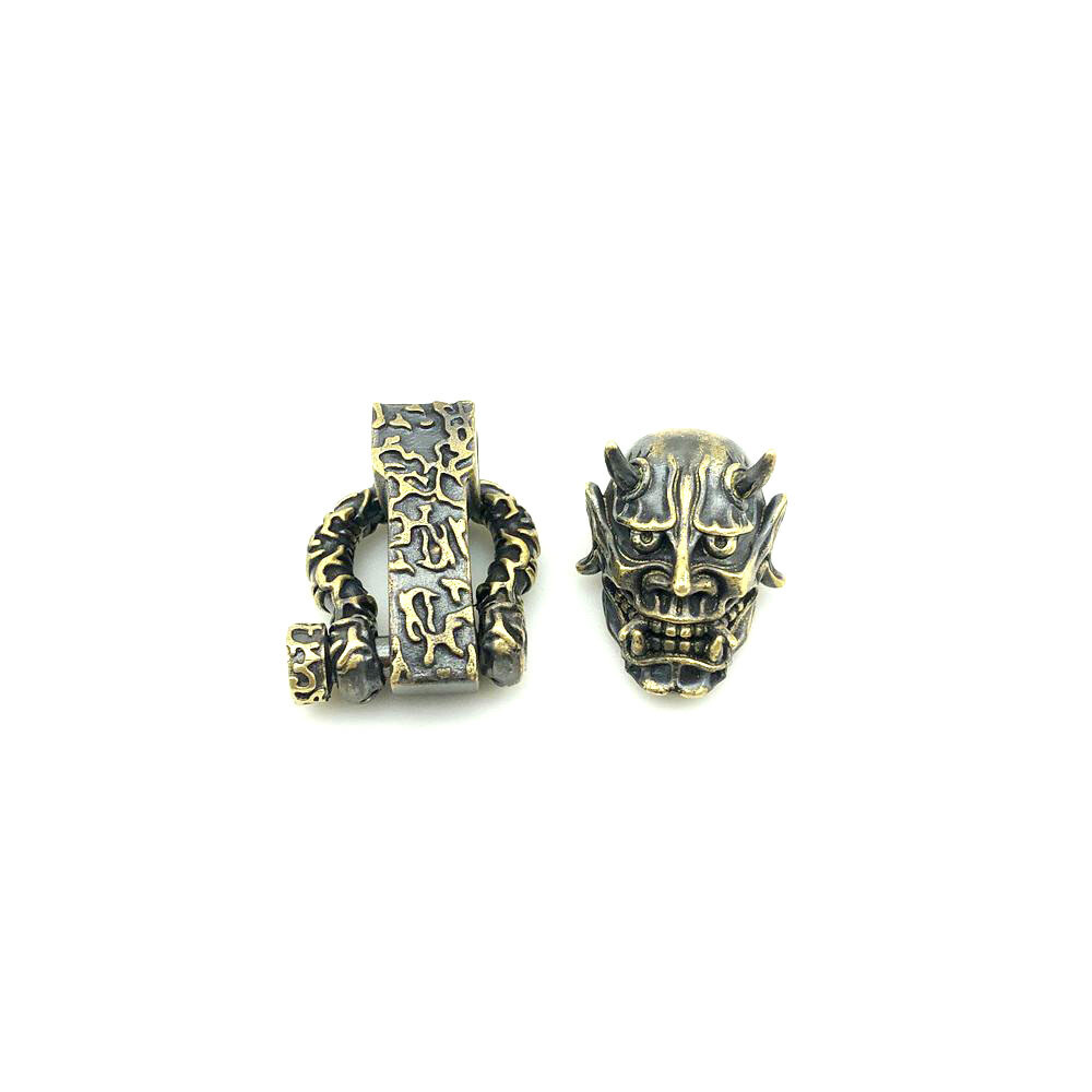 1PC Adjustable Paracord Lanyard Beads Pendant Brass Skull Knife Beads Charms DIY