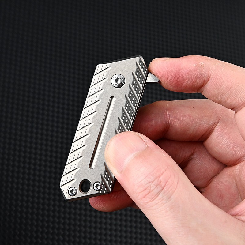 Mini Titanium Folding Knife D2 Blade Outdoor Survival Pocket Keychain EDC Tool