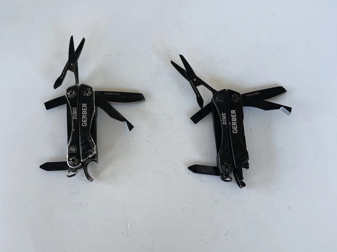 Lot 2 Gerber Dime Mini Multitools, Black, Plain Edge, Scissors, Fast Shipping!!!