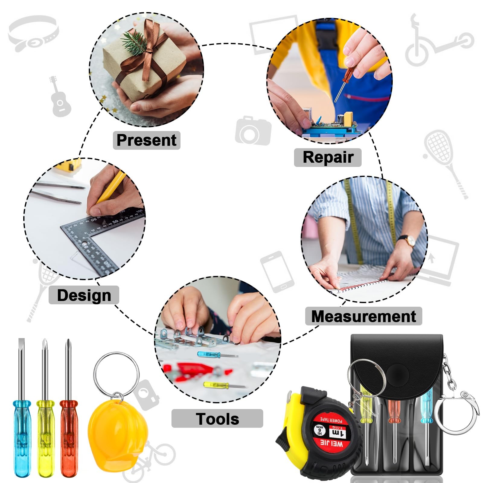 120 Pcs Mini Screwdriver Tape Keychain Set Multitool Pen Card Father’s Gifts Bul