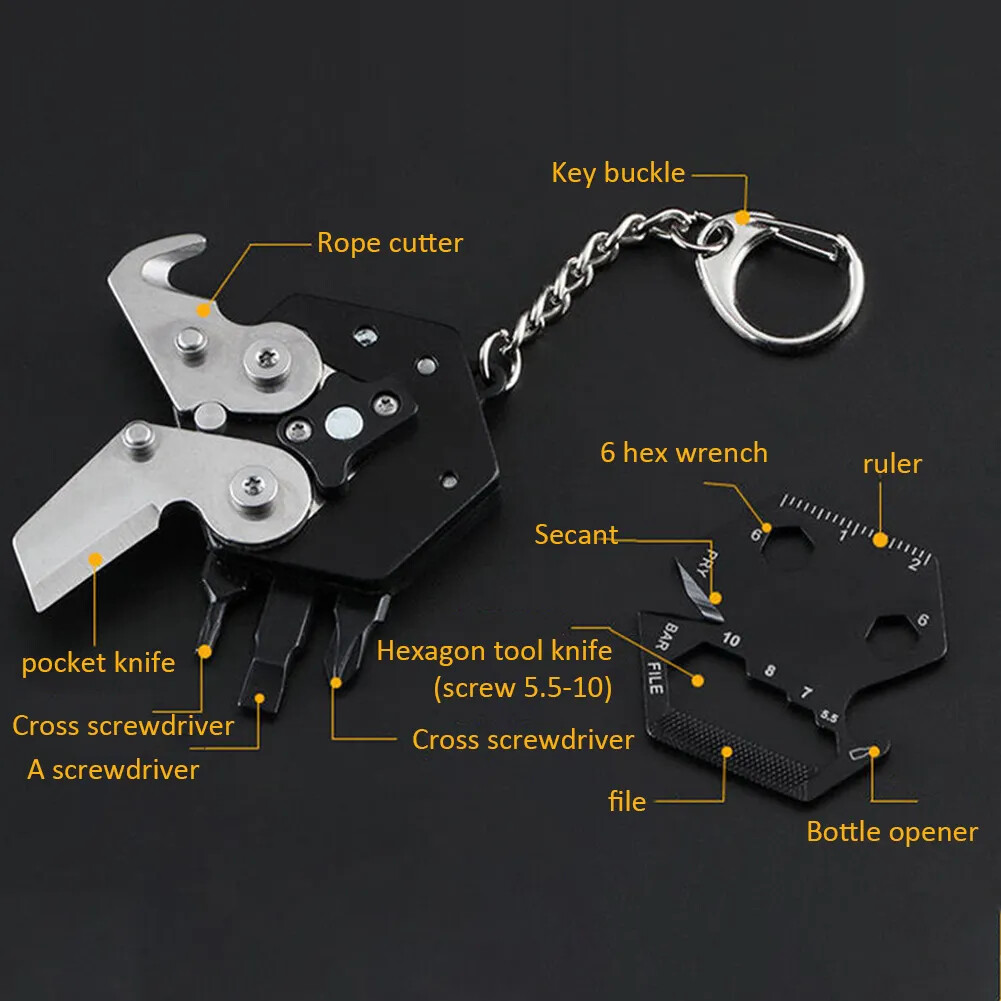 Multifunctional Keychain Screwdriver Hexagon Coin Outdoor EDC Tool Mini Keychain